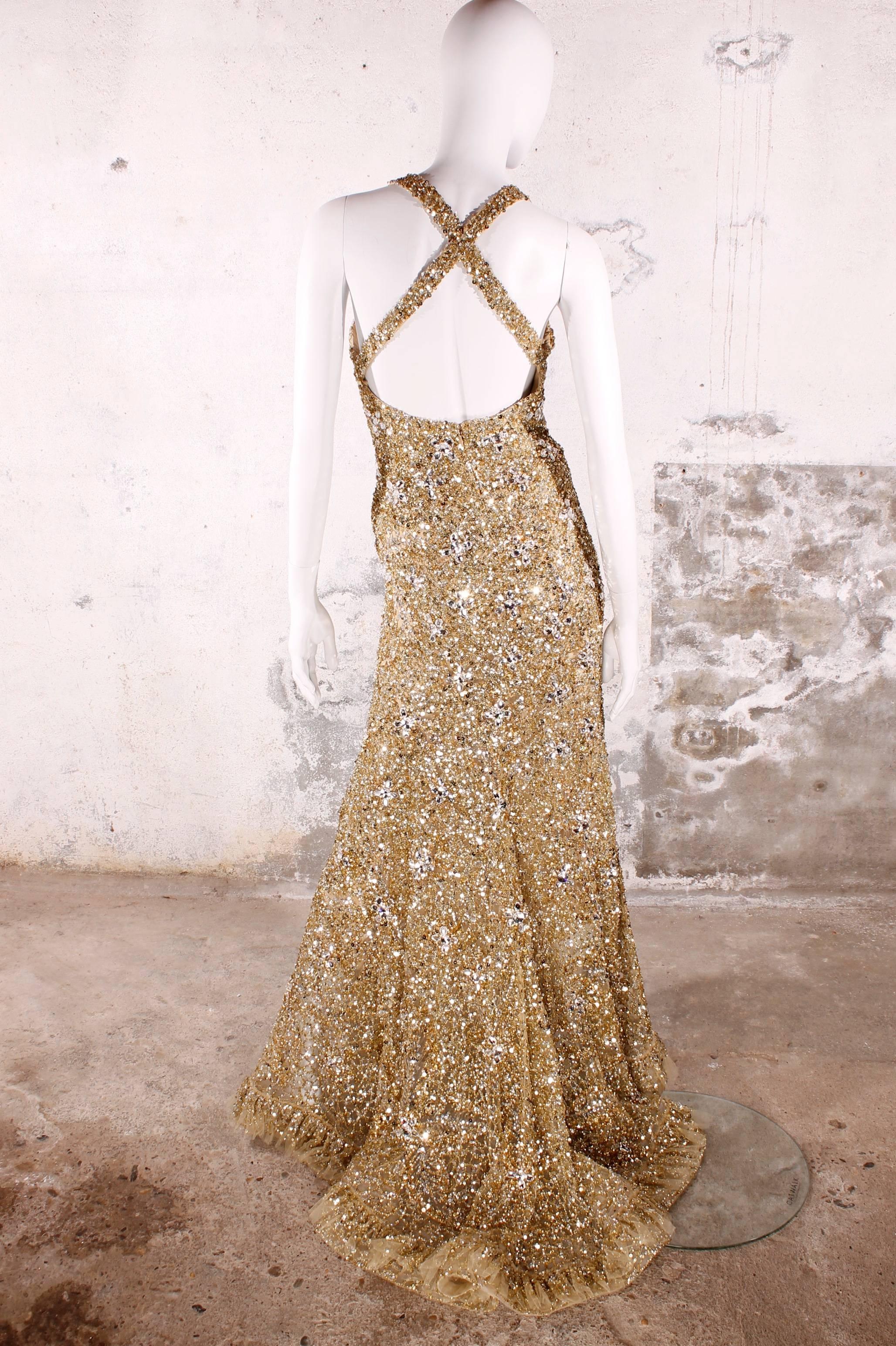 elie saab golden dress