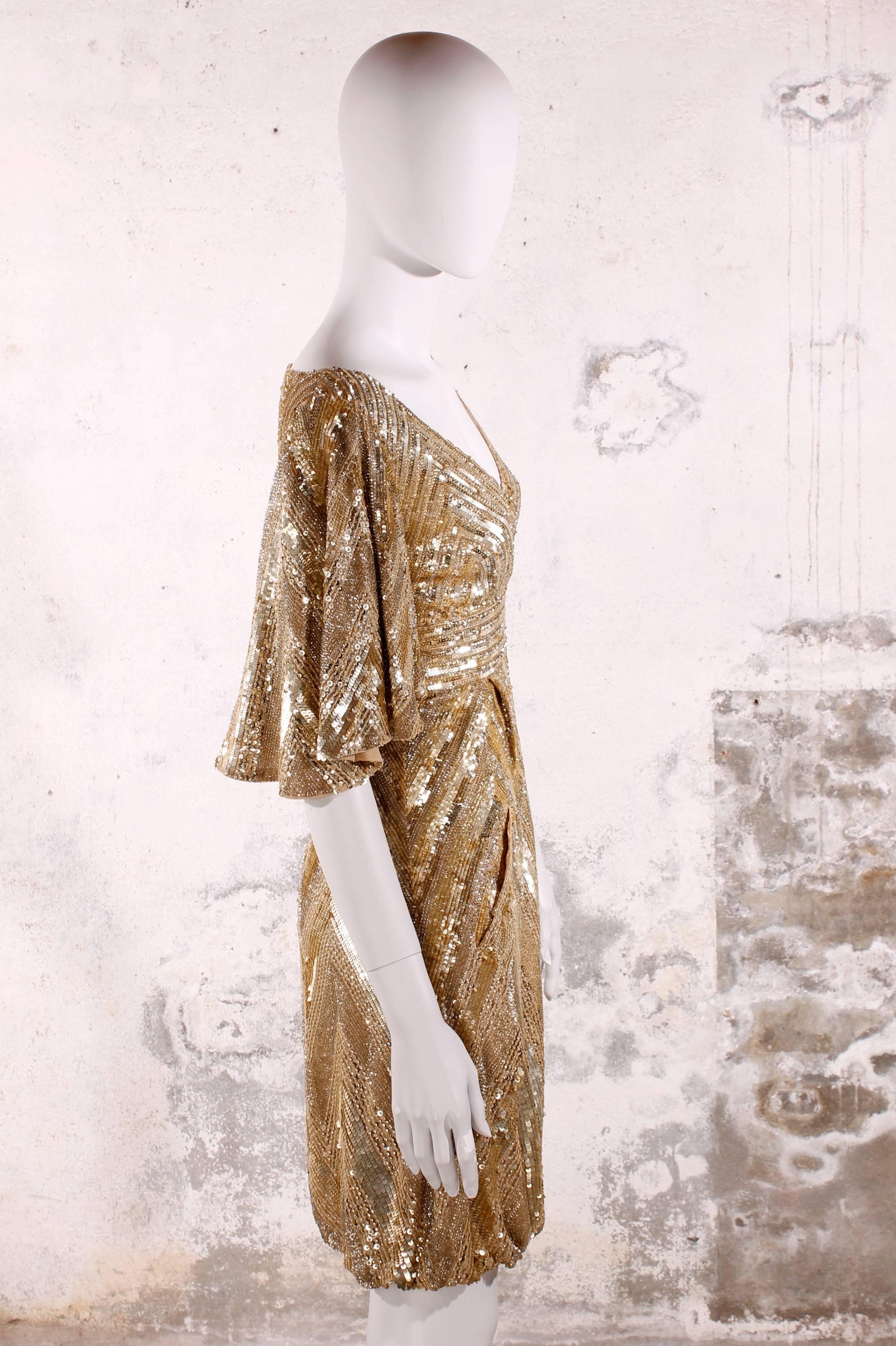 Elie Saab Cocktaildress Gold - sequins & beads In New Condition For Sale In Baarn, NL