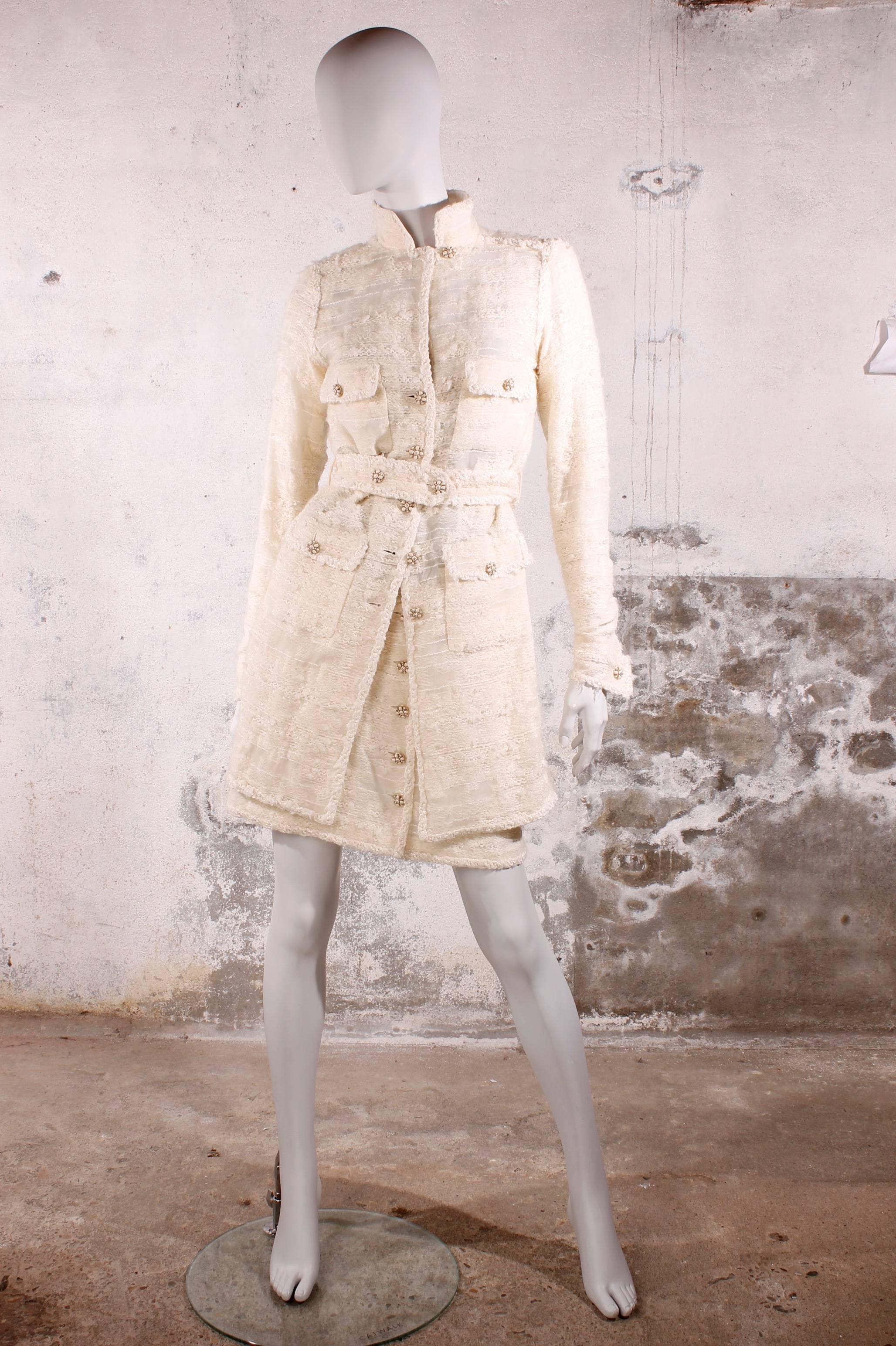 Beige Chanel Jacket & Skirt - off-white wool/silk