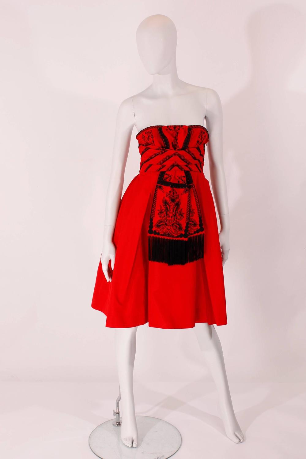 Dior Strapless Dress - red/black For Sale at 1stdibs