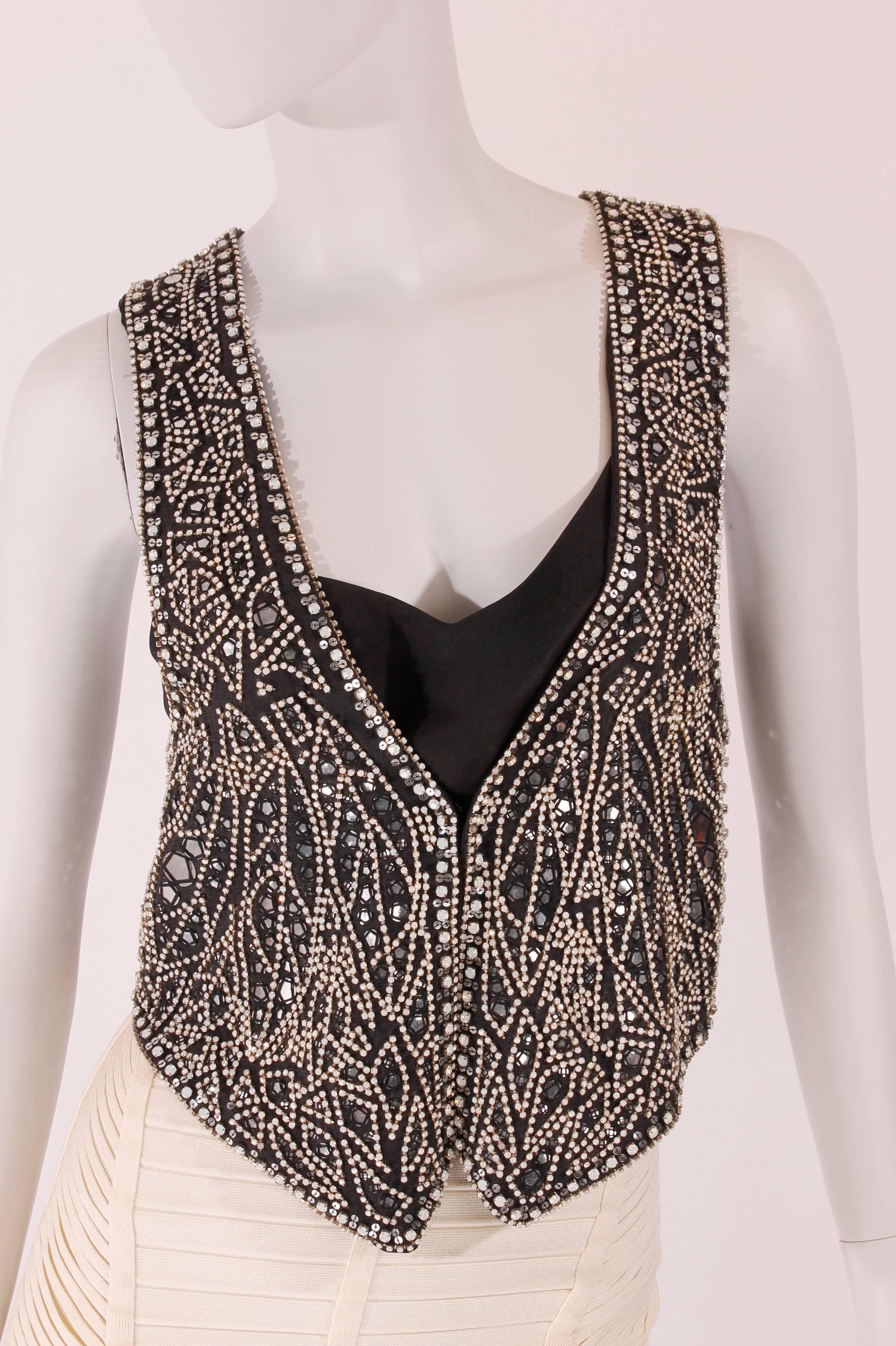 Black Balmain black linen studded vest For Sale
