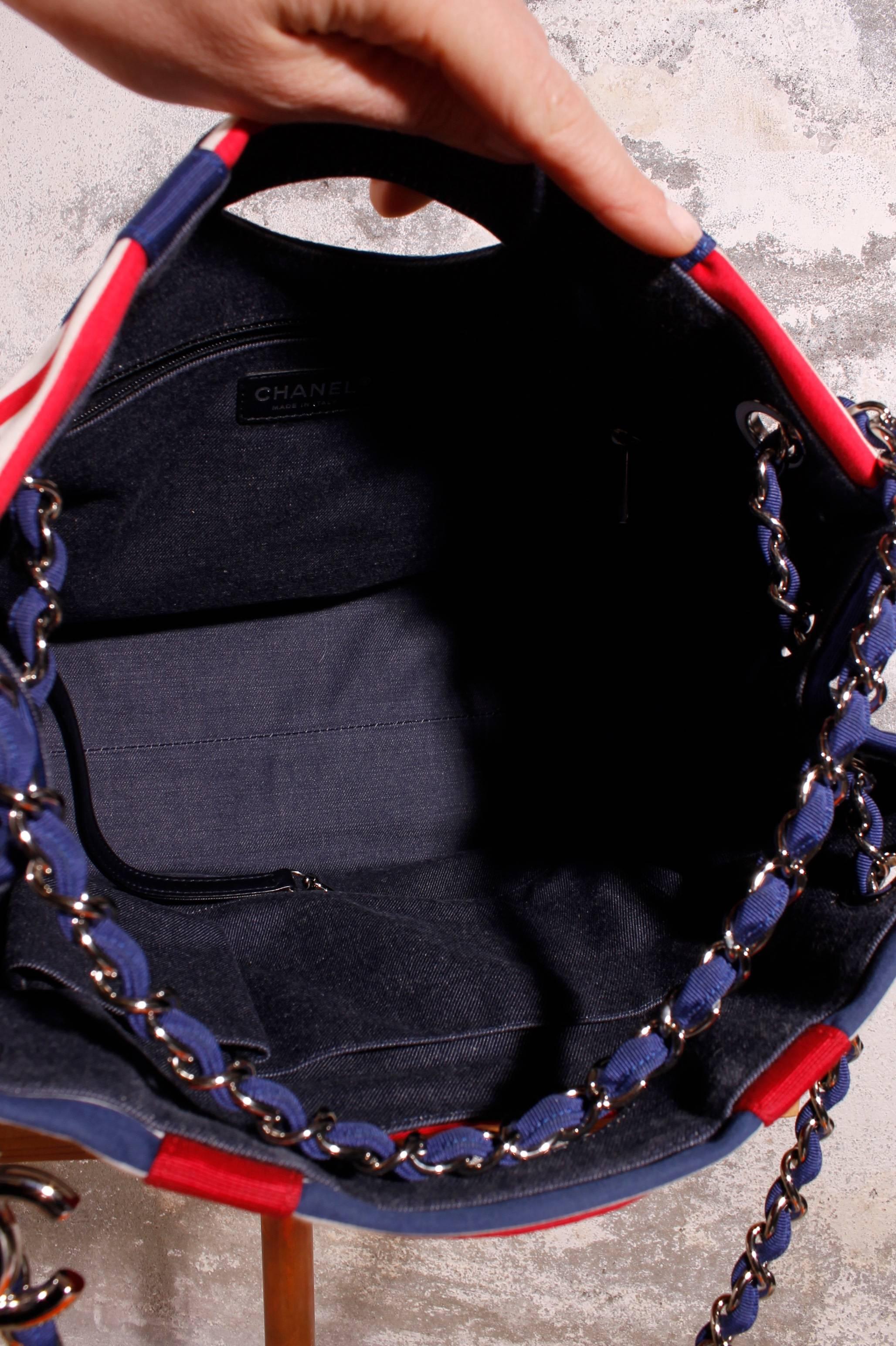 red white and blue chanel bag