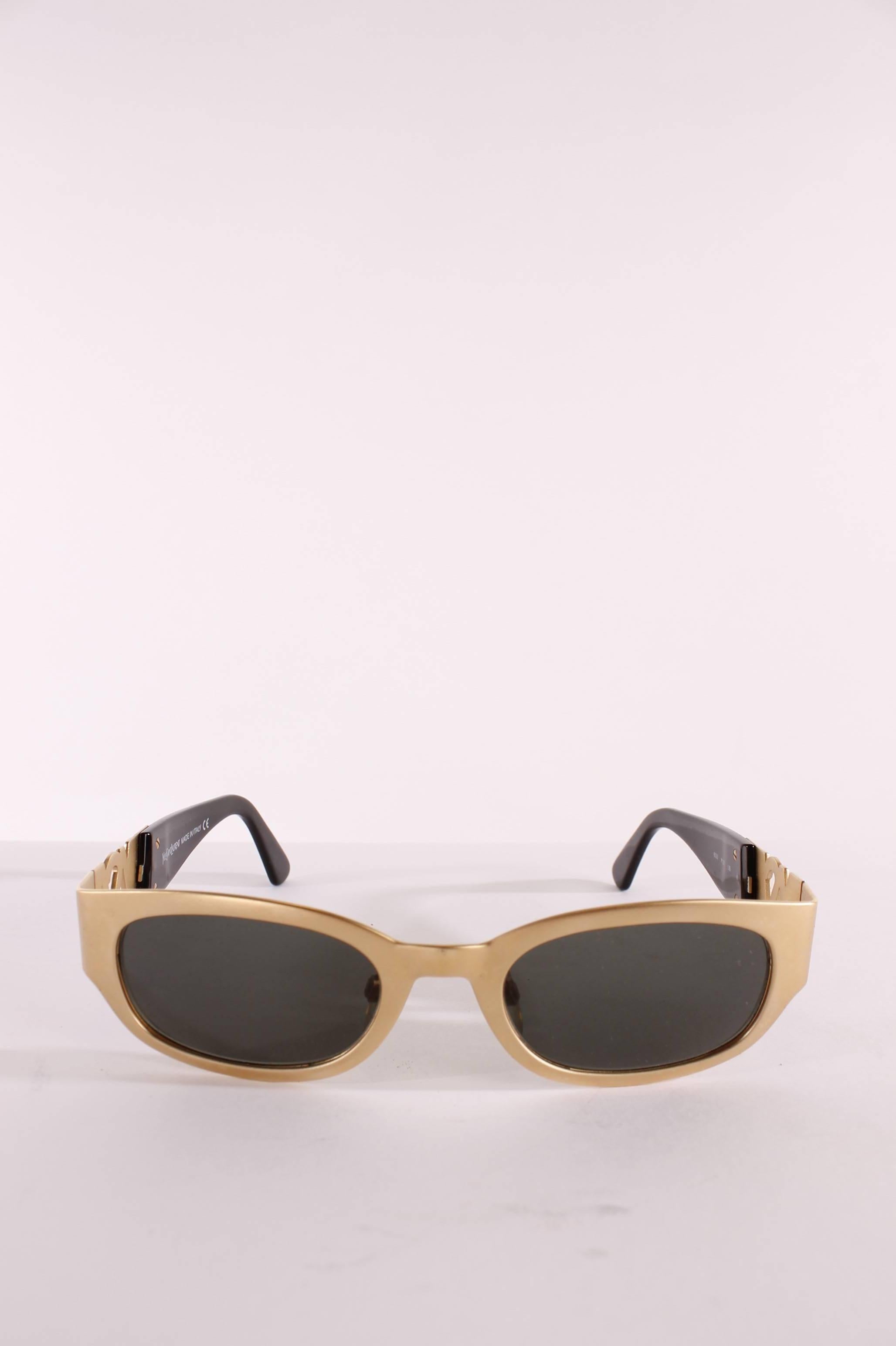 Black 1990s Yves Saint Laurent Sunglasses - gold