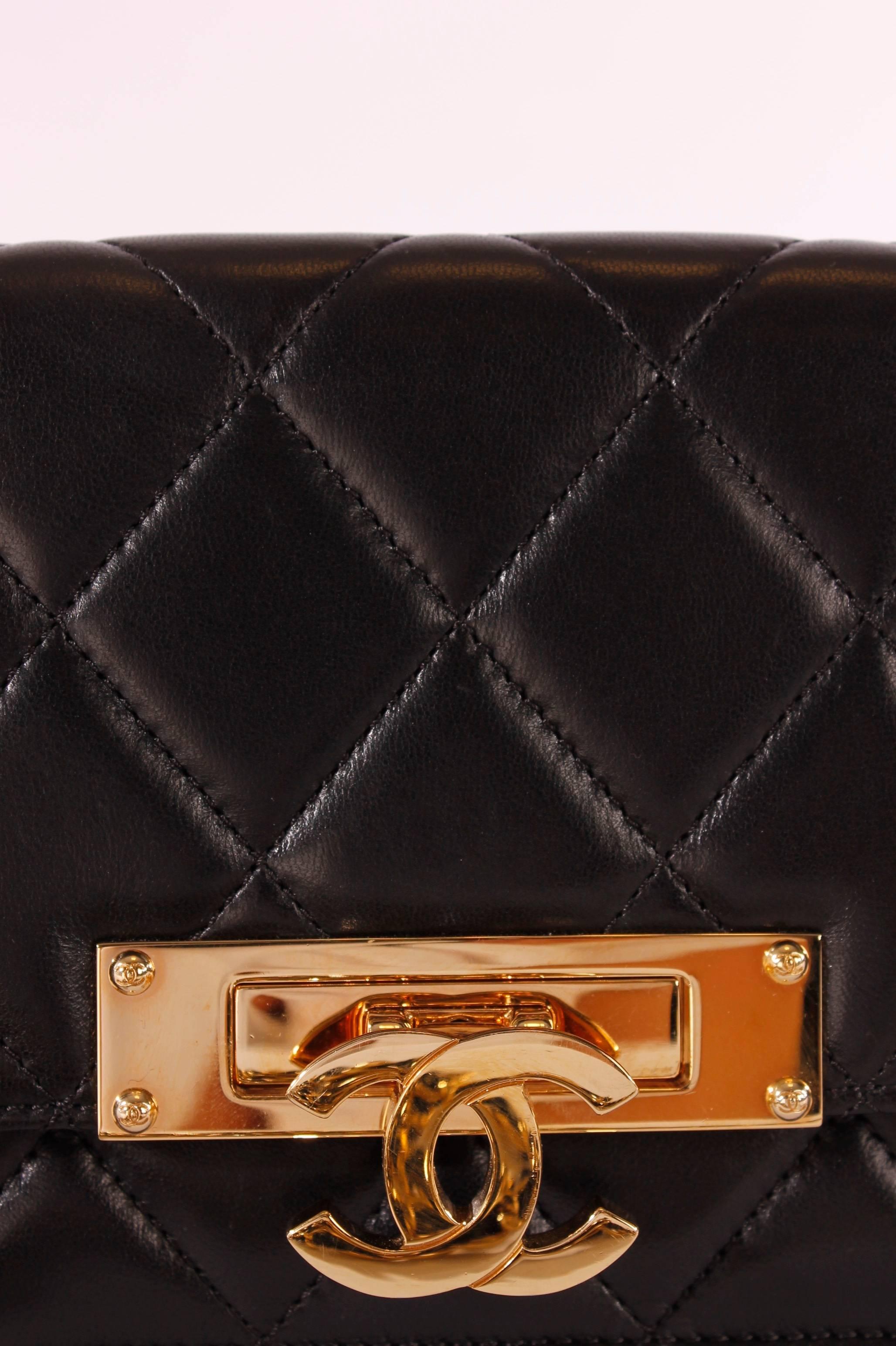 2014 Chanel Gold Glass Double CC Bag - black/gold In New Condition In Baarn, NL