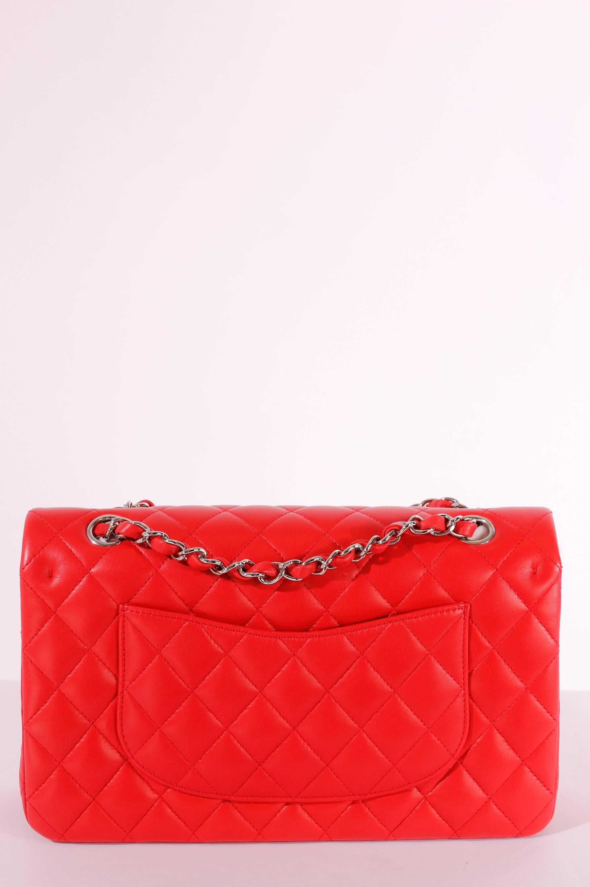 2005 Chanel 2.55 Medium Classic Double Flap Bag - red/silver 1