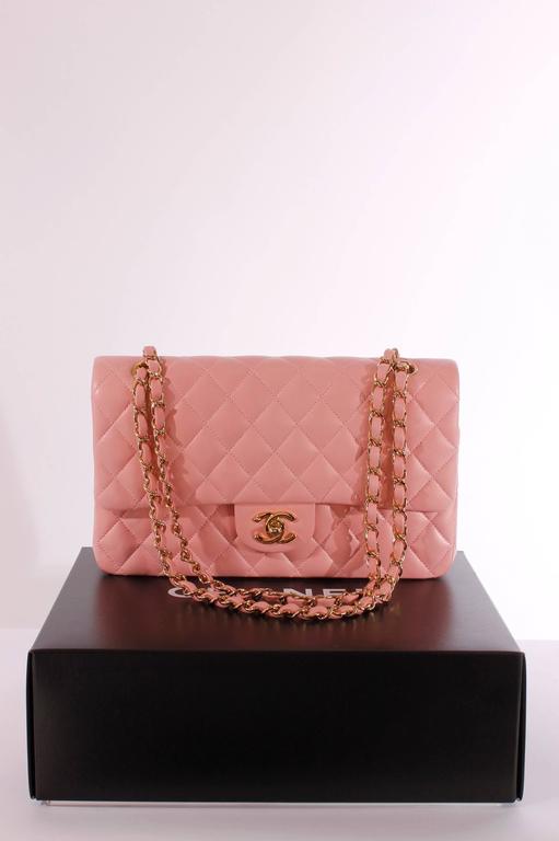 2005 Chanel 2.55 Medium Classic Double Flap Bag - powder pink/gold at ...