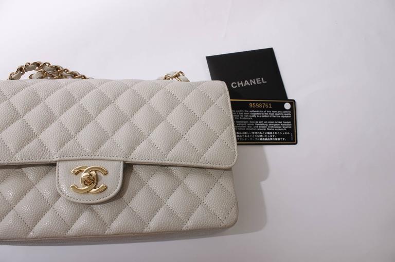 2005 Chanel 2.55 Caviar Medium Classic Double Flap Bag - light