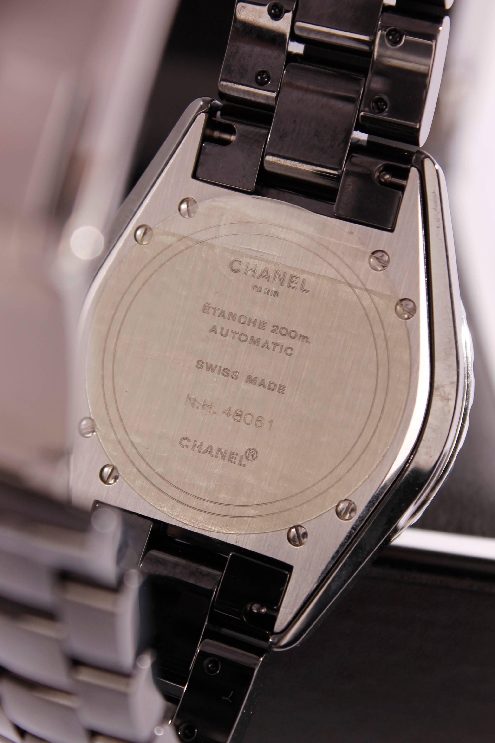 2004 Chanel Watch J12 Black Ceramic/White Diamonds - H1174 38mm 3