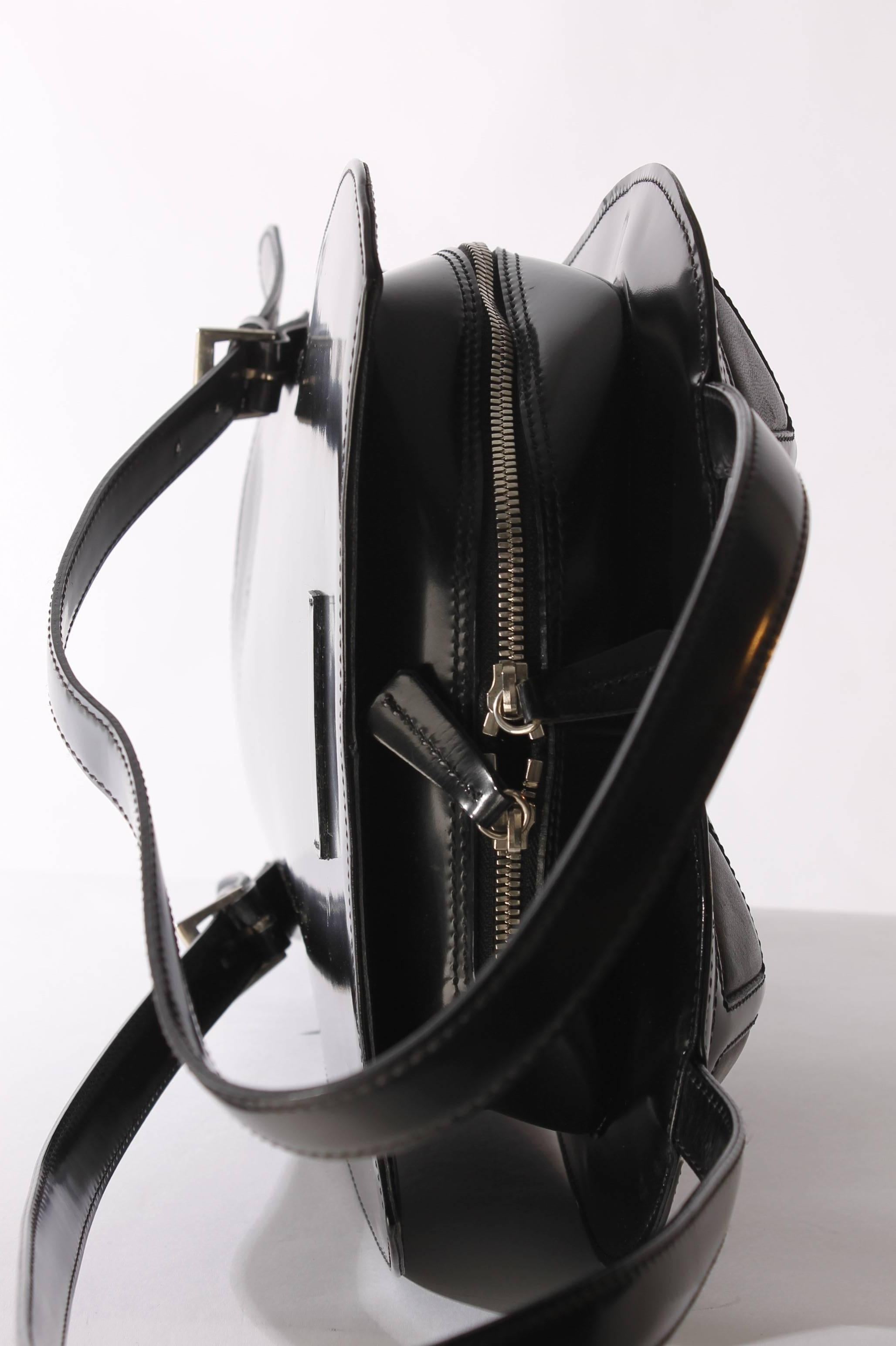 Jean Paul Gaultier Bustier Backpack - shiny black leather 1998 2
