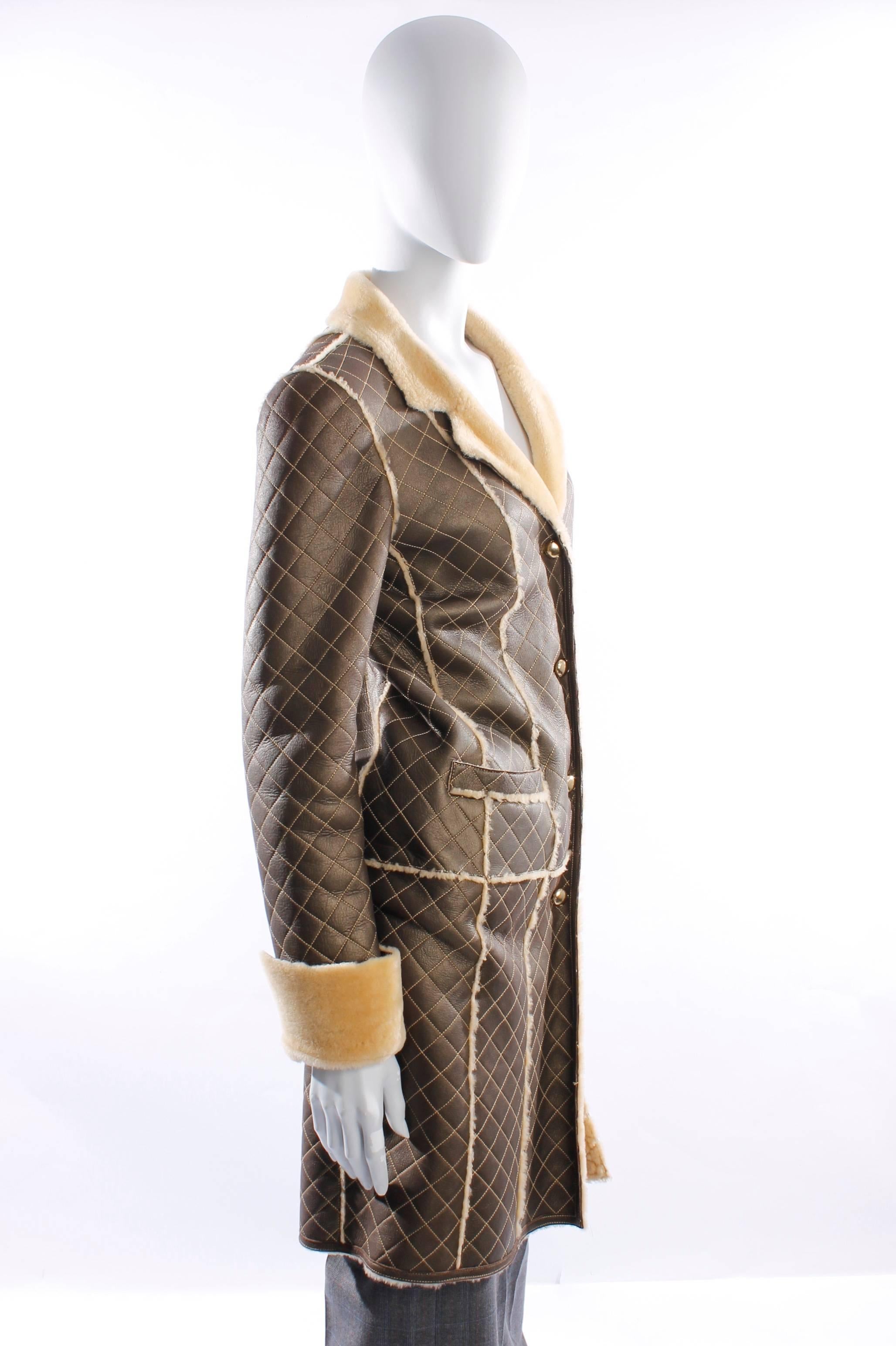 Chanel Lammy Coat - brown/gold In New Condition In Baarn, NL