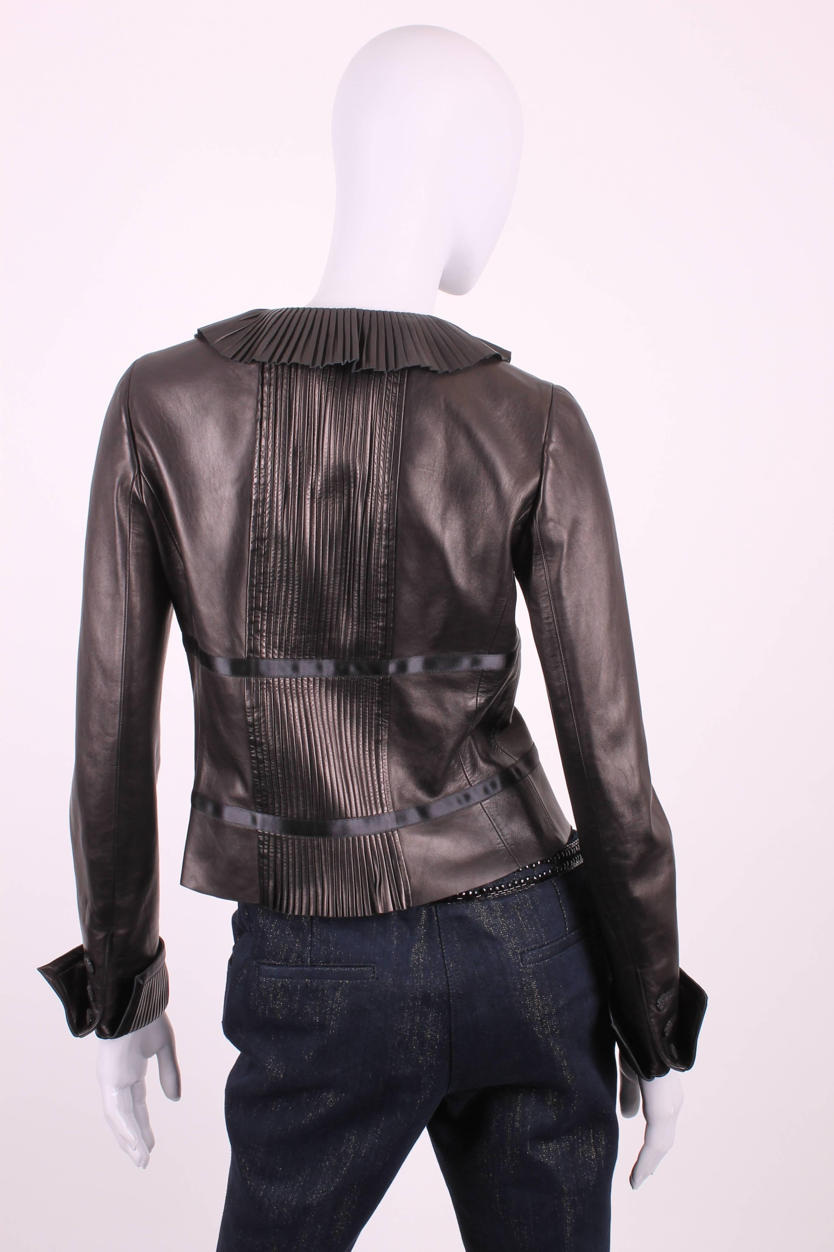 Black Chanel Leather Jacket - black