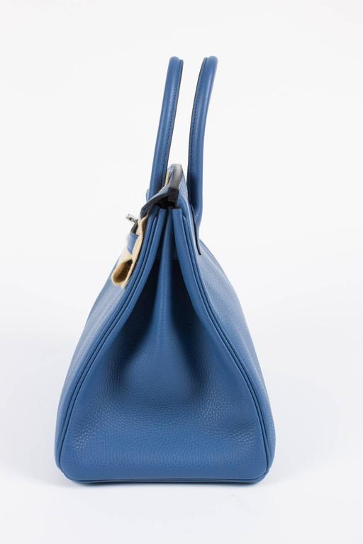 Hermès Birkin Bag 35 Blue Agate Clemence - silver hardware at 1stDibs
