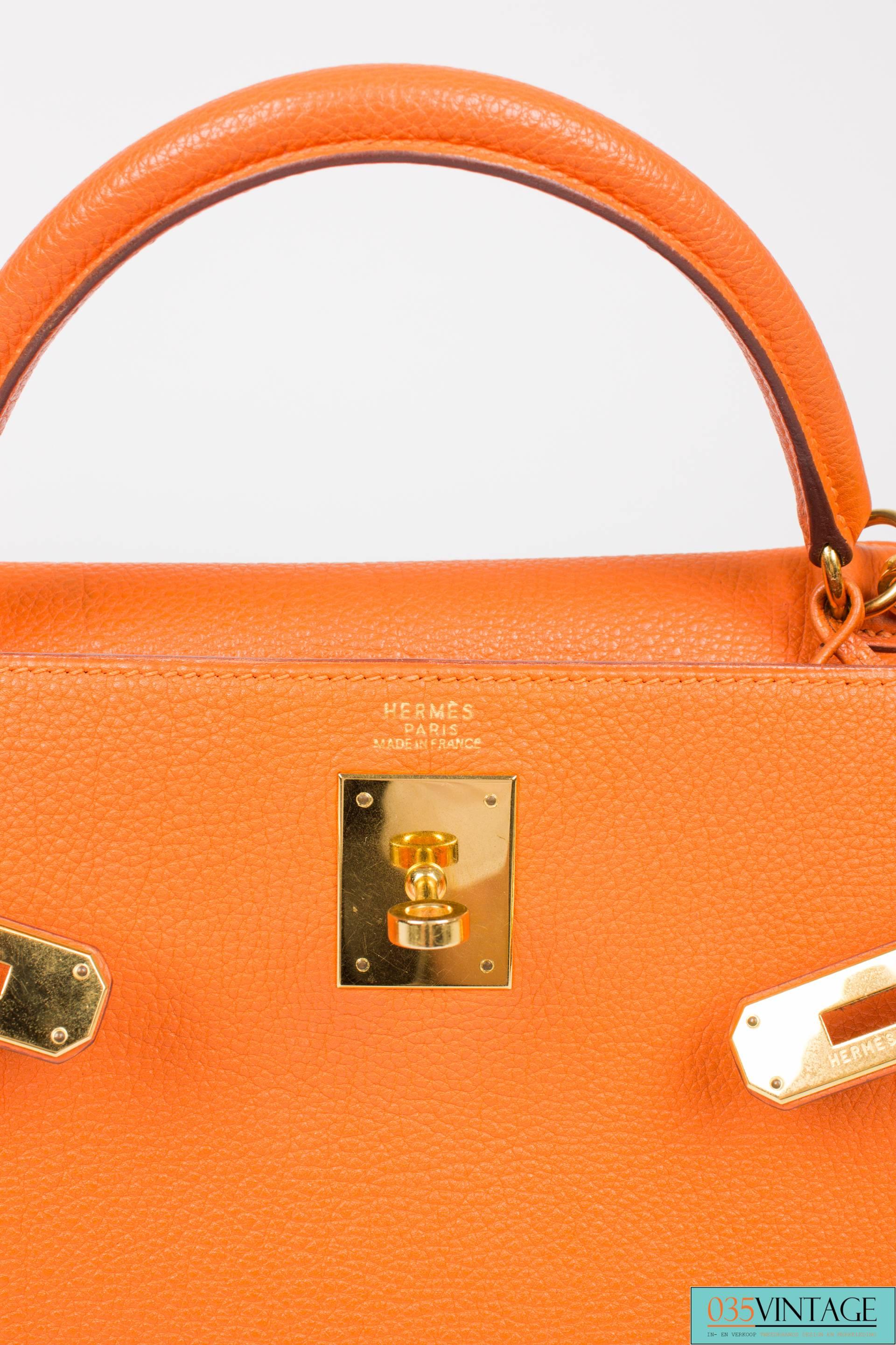 Hermès Kelly Bag 32 Togo Leather - orange H & wallet 5