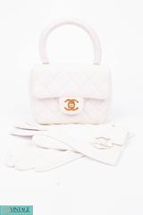 Chanel Micro Mini Kelly Flap Bag Vintage - off-white +leather gloves