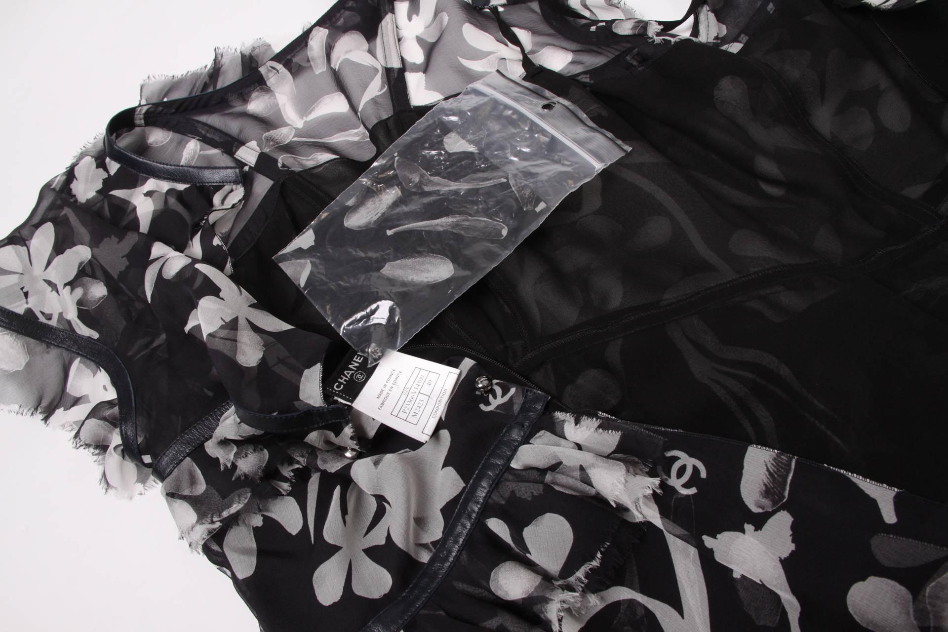 Black Chanel Translucent Silk Dress - black & white 2004