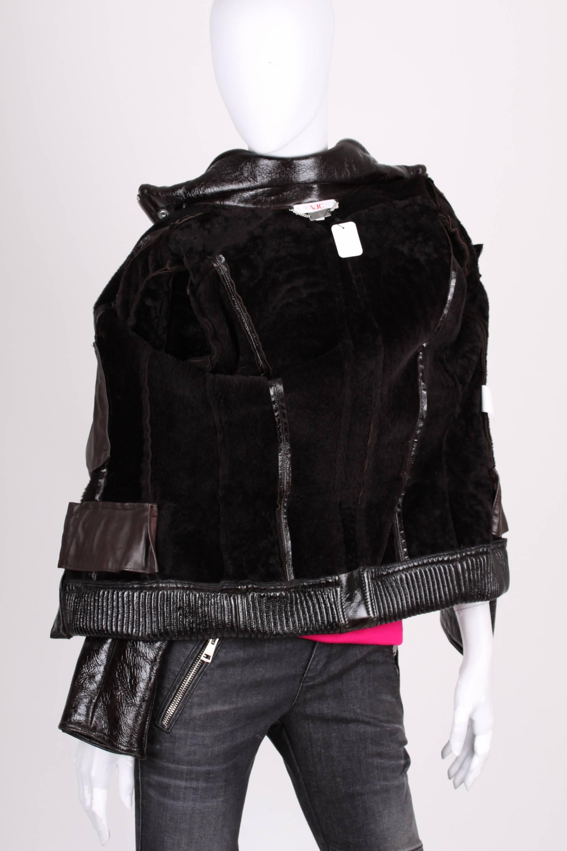 Versace VJC Leather Jacket - black In Excellent Condition For Sale In Baarn, NL