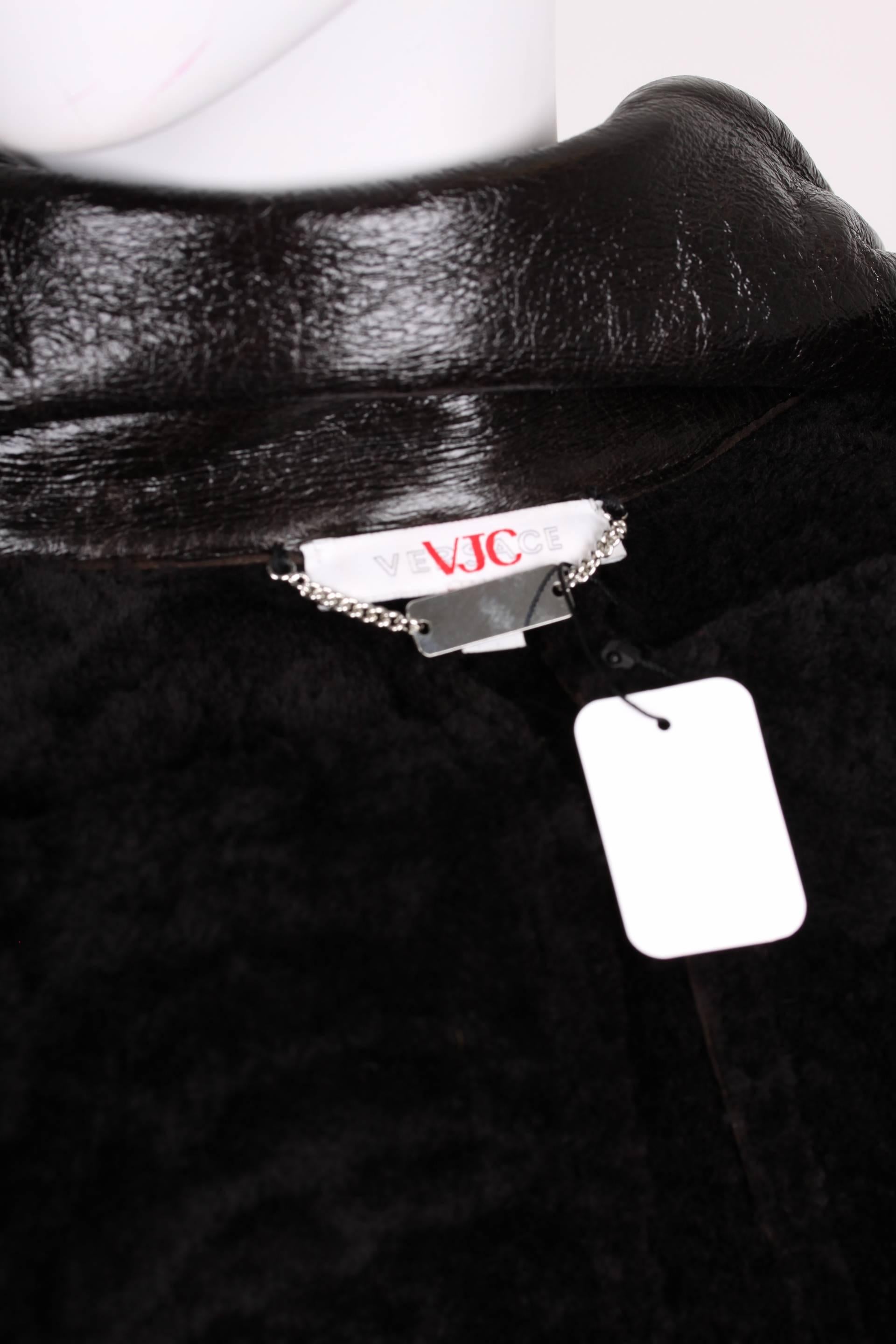 Women's Versace VJC Leather Jacket - black For Sale
