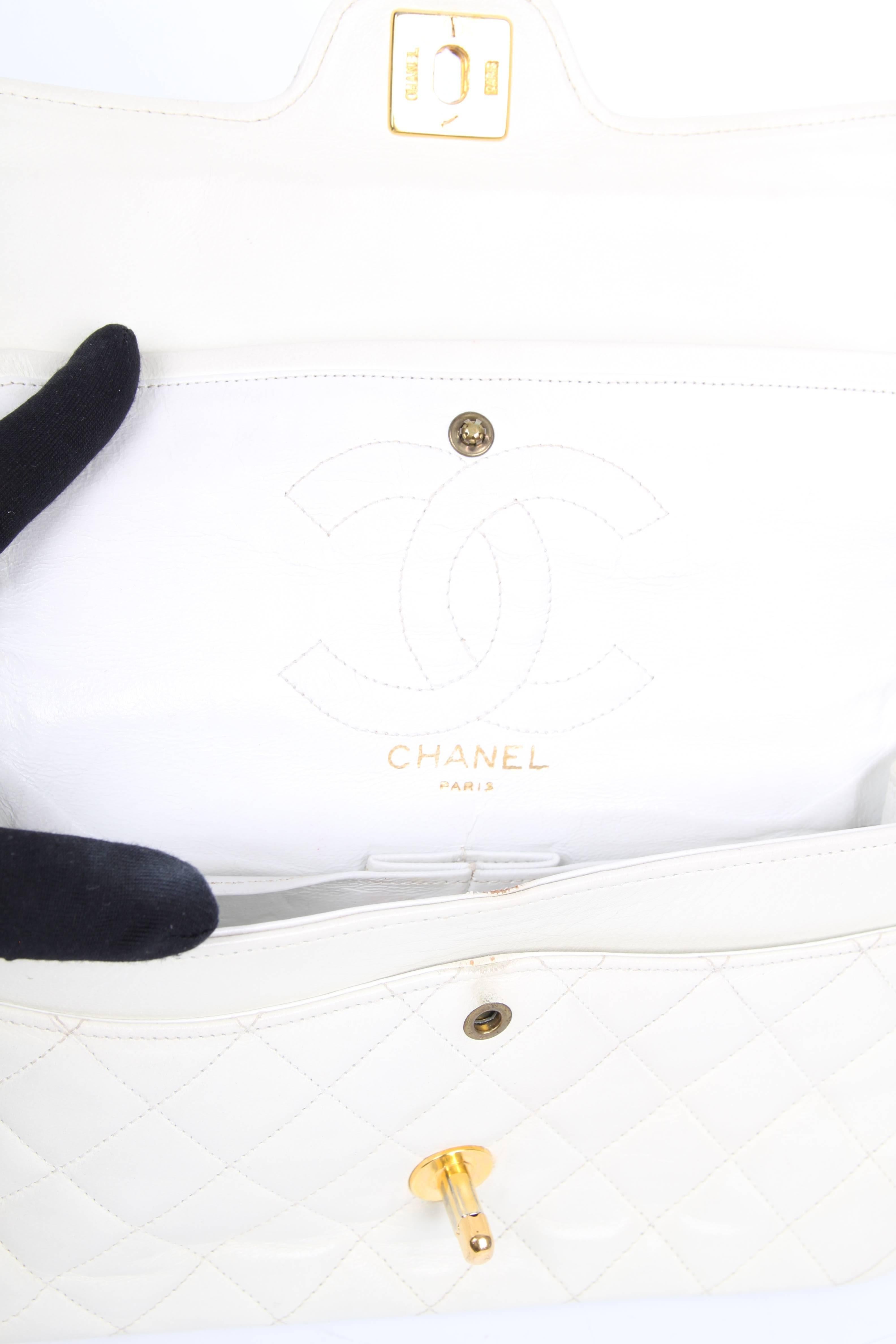 Chanel Vintage Double Flap Bag - ivory white 2