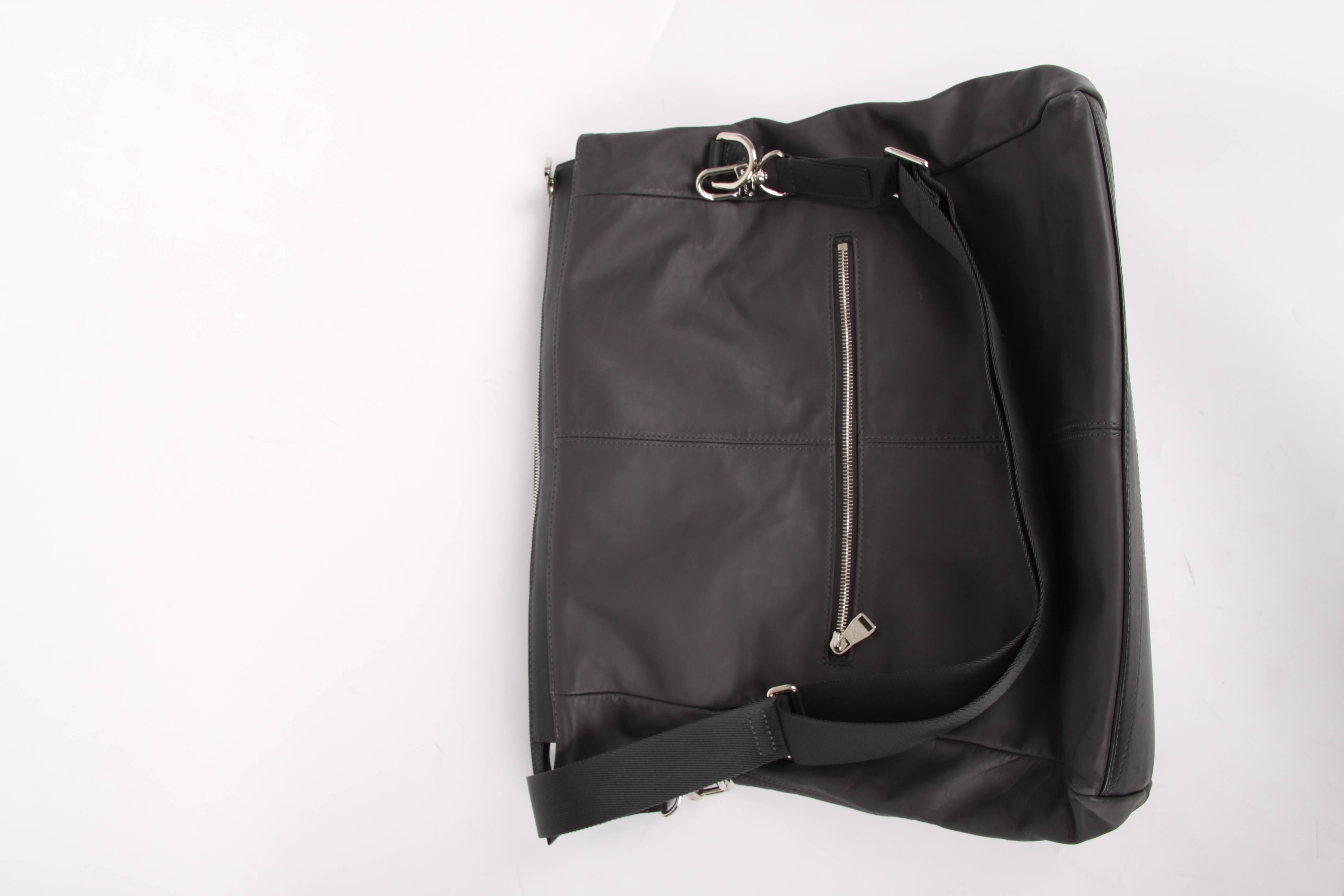 Men's Louis Vuitton V-Line Move Leather Tote Shoulder Bag - asphalt gray