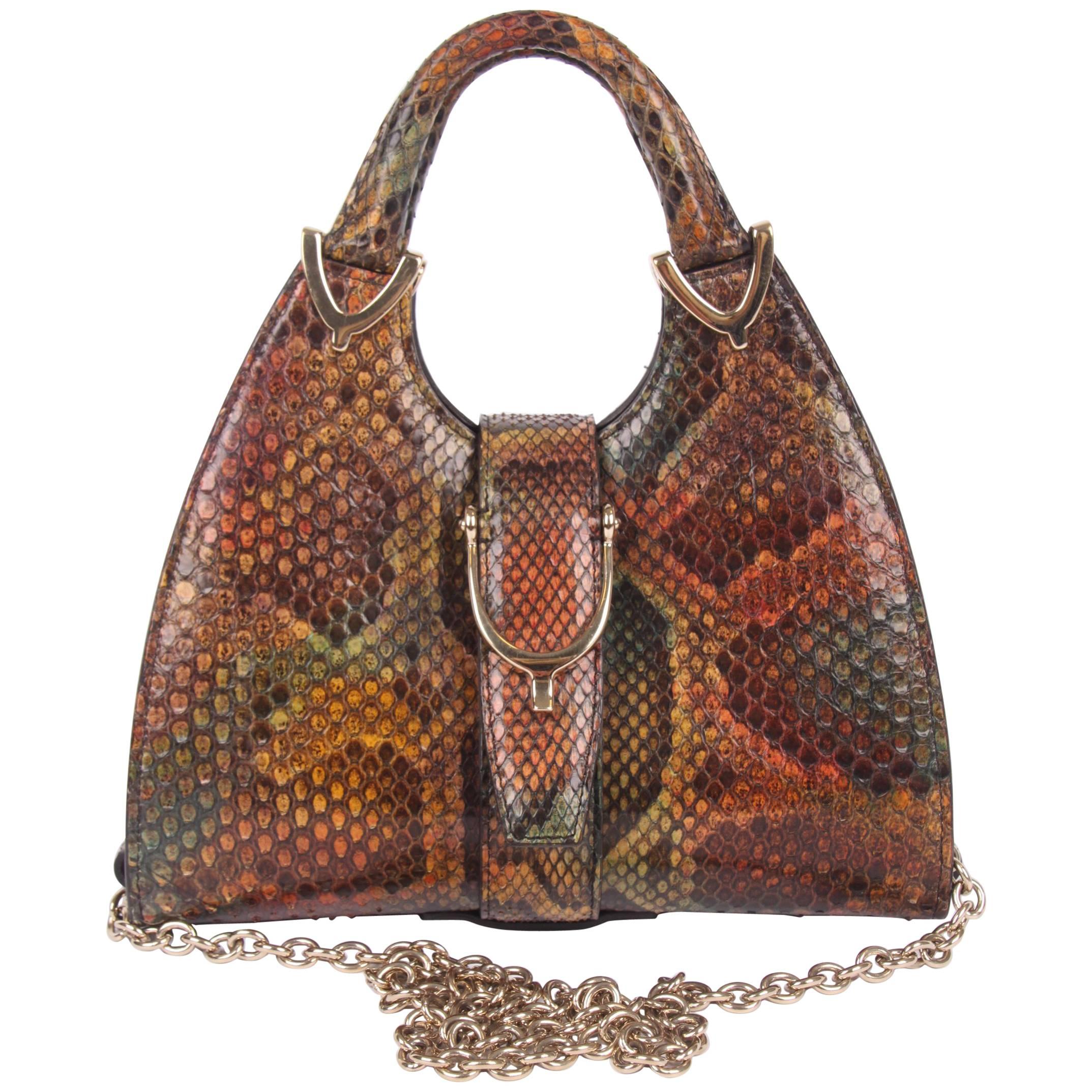 Gucci Mini Python Stirrup Top Handle Bag - multi color For Sale