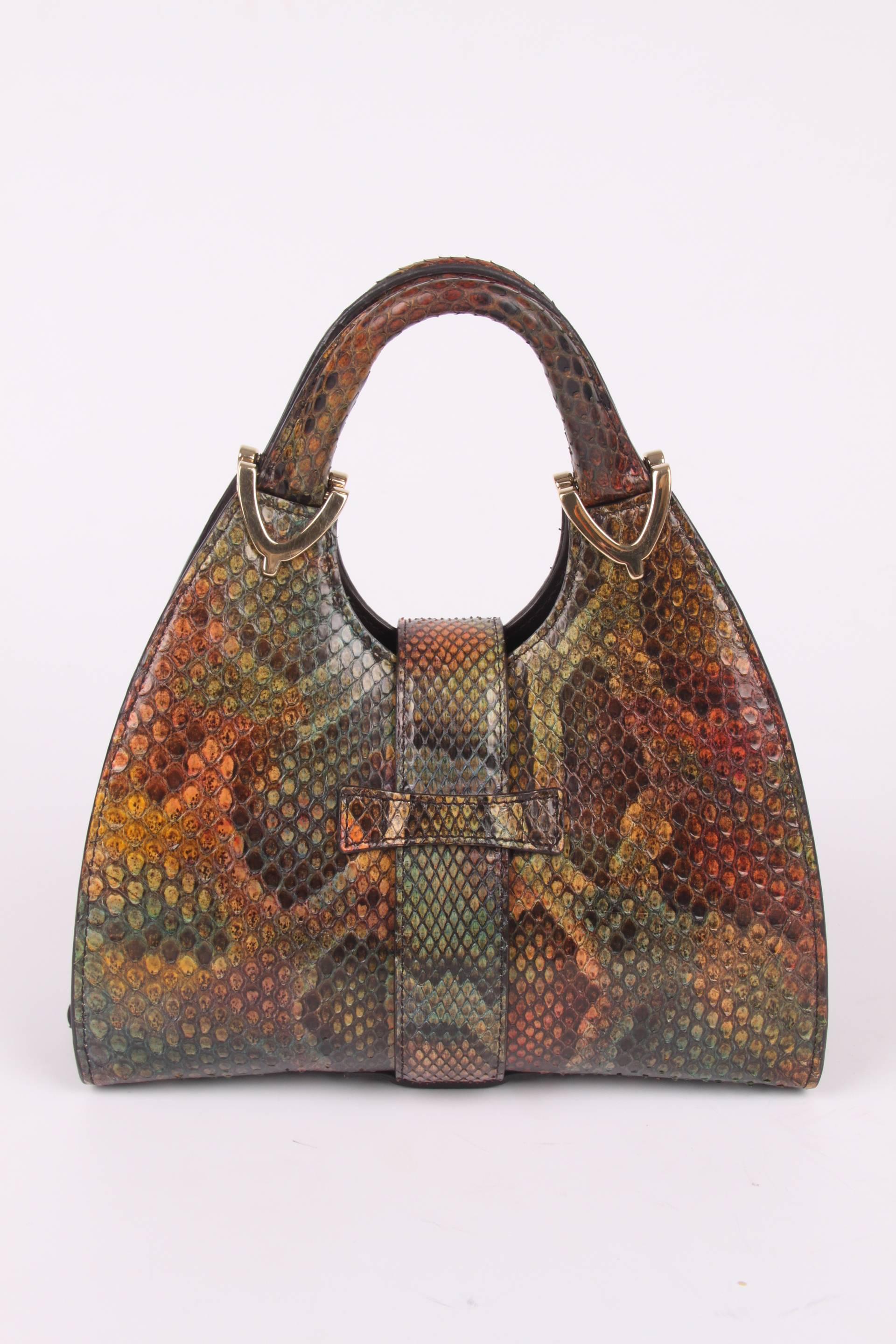 Women's Gucci Mini Python Stirrup Top Handle Bag - multi color For Sale