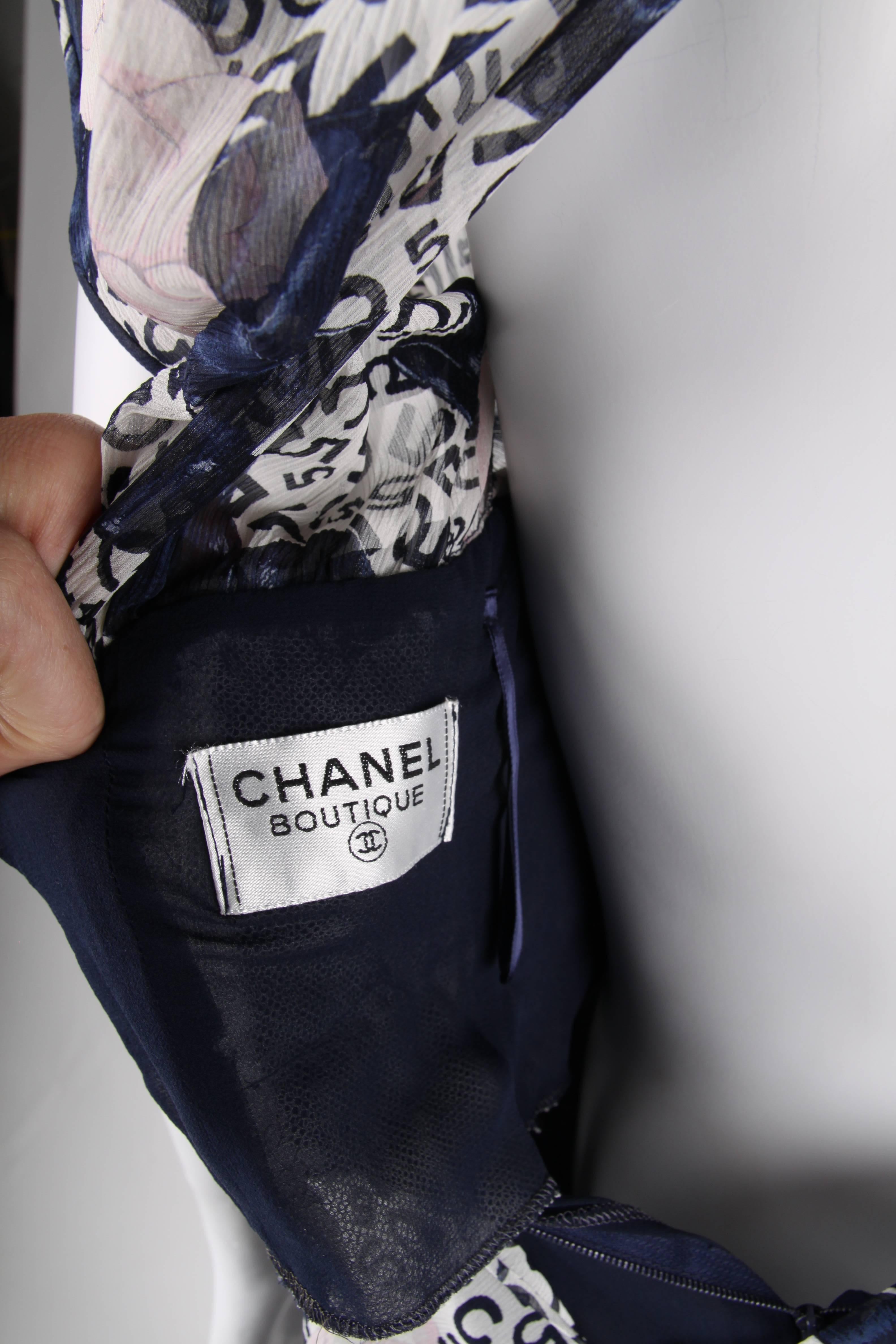 Gray Chanel Vintage Multicolor Silk Dress 