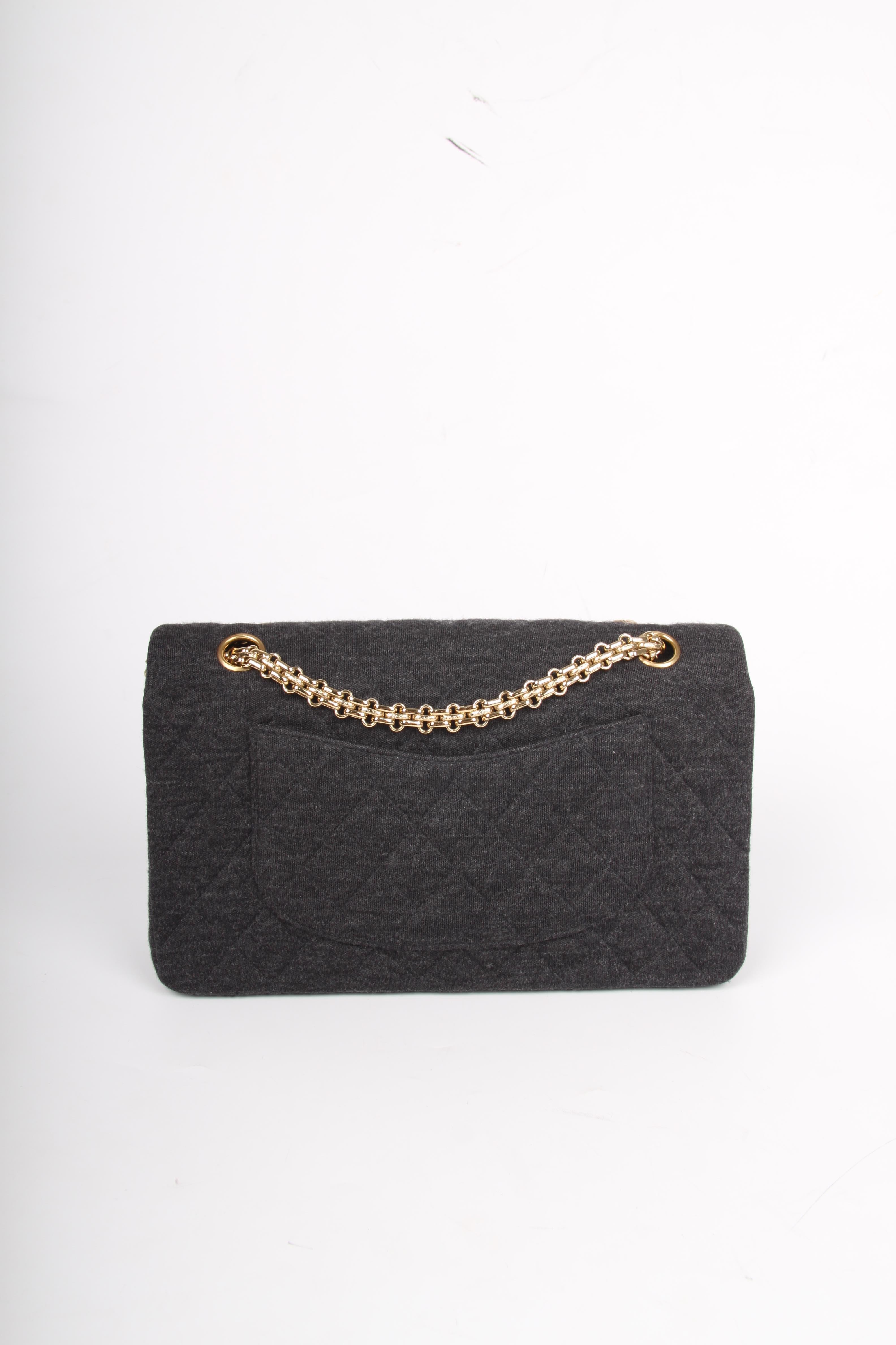 Chanel 2.55 Reissue Medium Double Flap Bag Jersey - dark grey 1