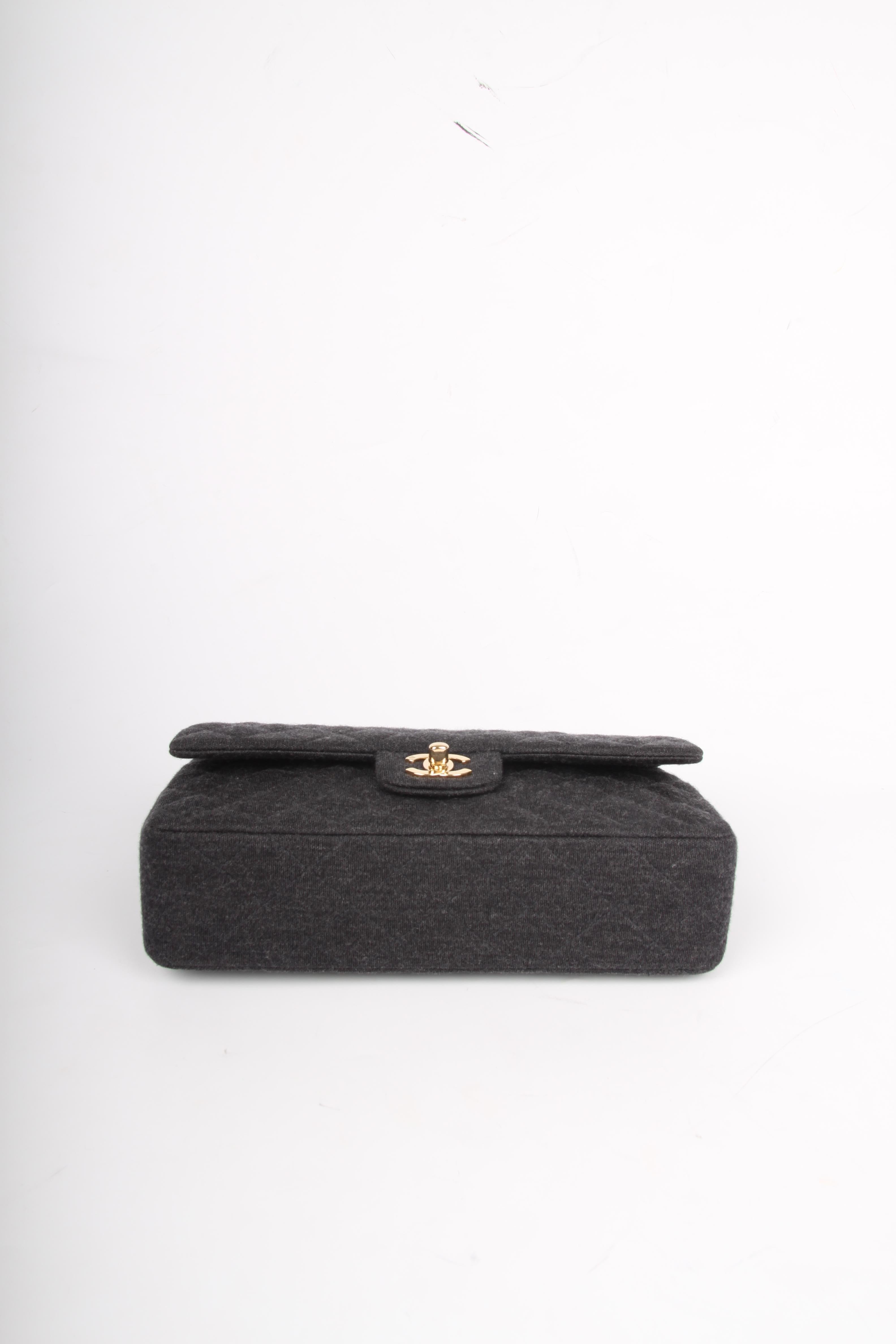 Black Chanel 2.55 Reissue Medium Double Flap Bag Jersey - dark grey