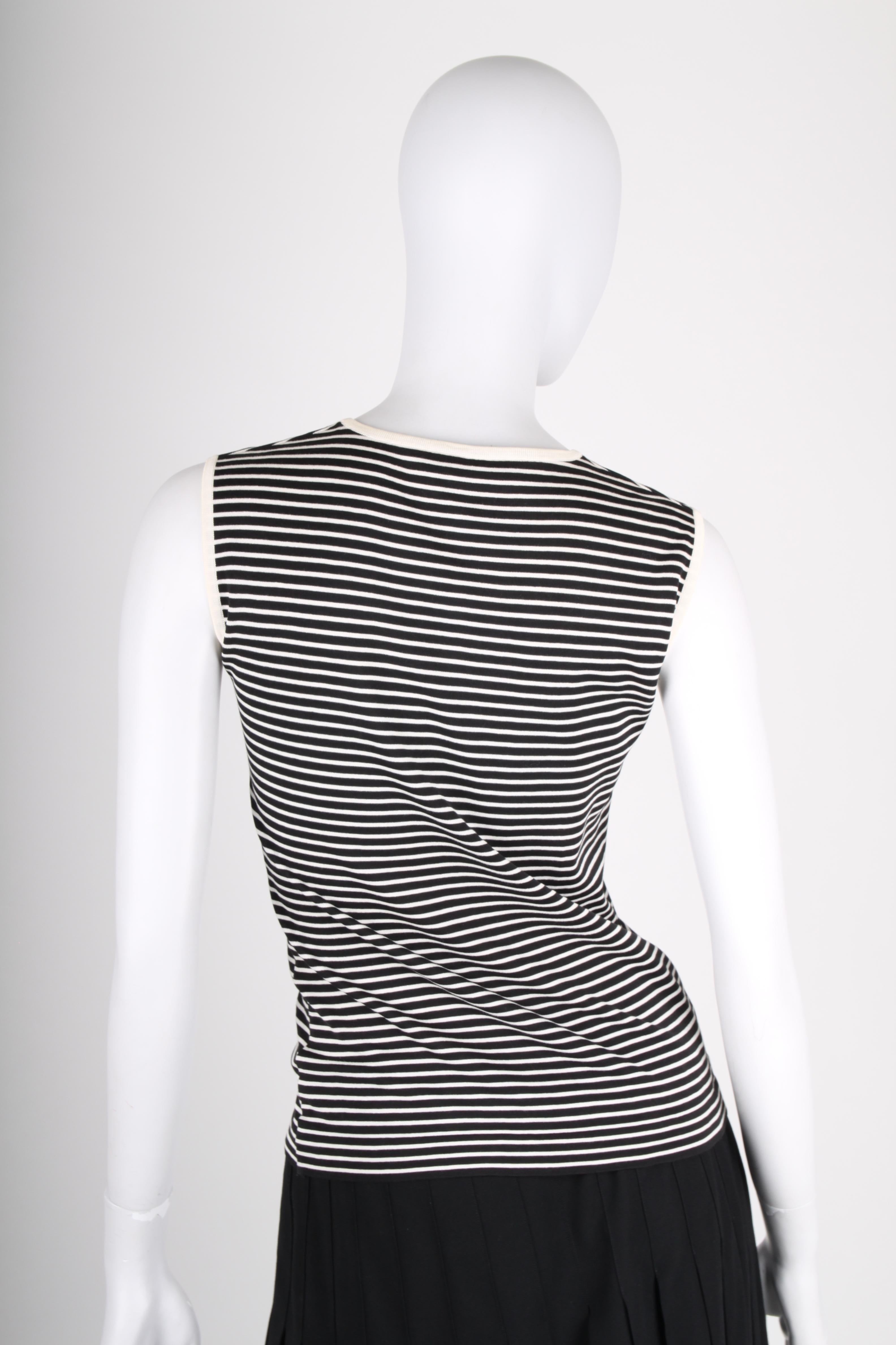 black and white striped sleeveless top