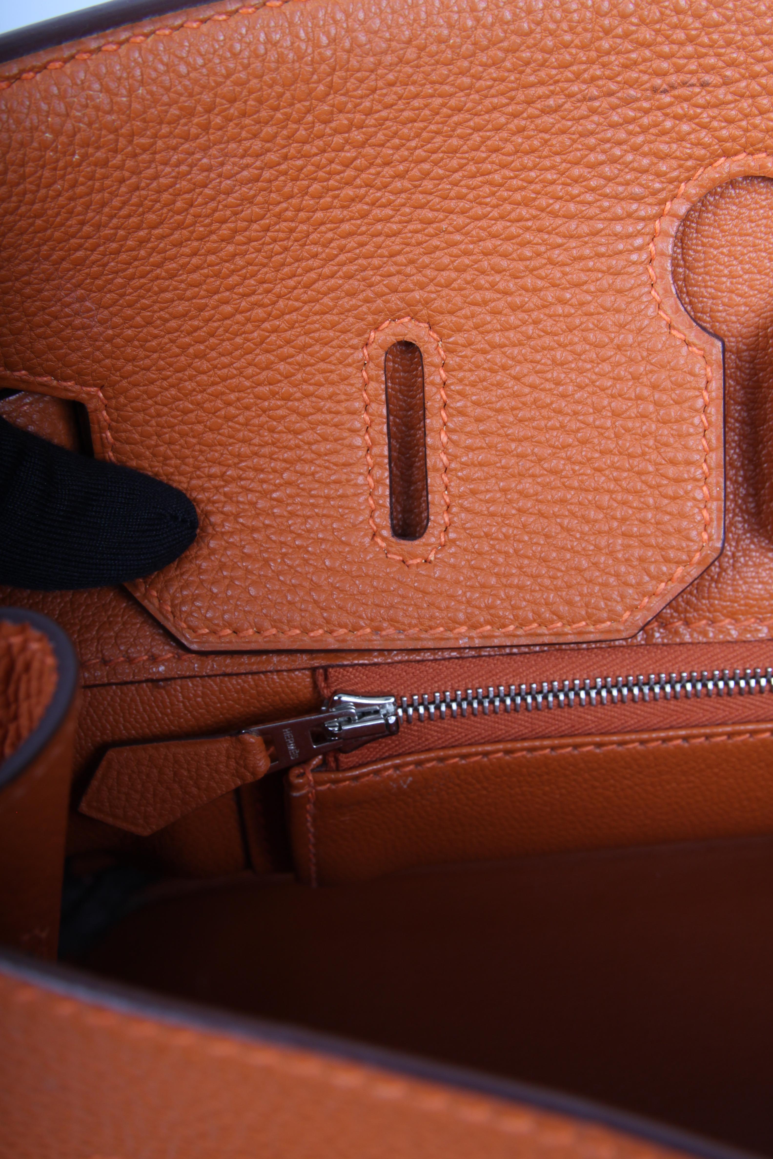 Hermes Birkin Bag 35 Togo Potiron - silvertone hardware In Good Condition In Baarn, NL