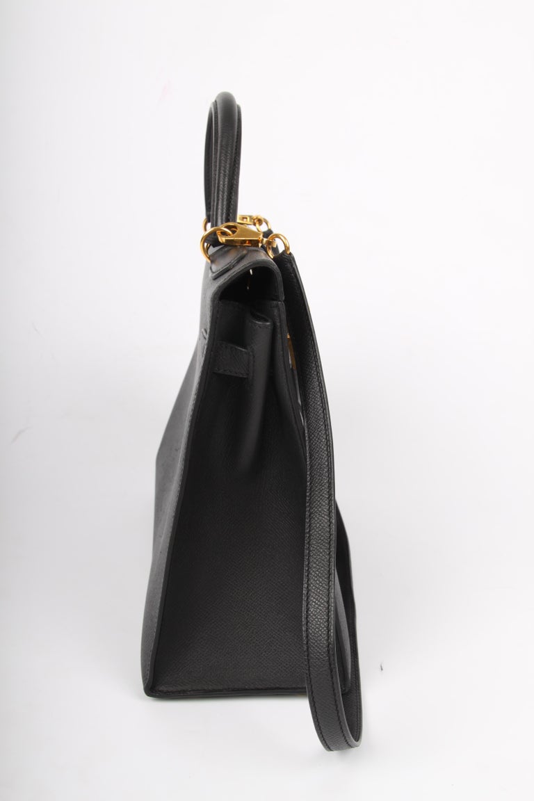 Hermes black Epsom Leather Kelly Sellier 32 Bag For Sale at 1stDibs ...