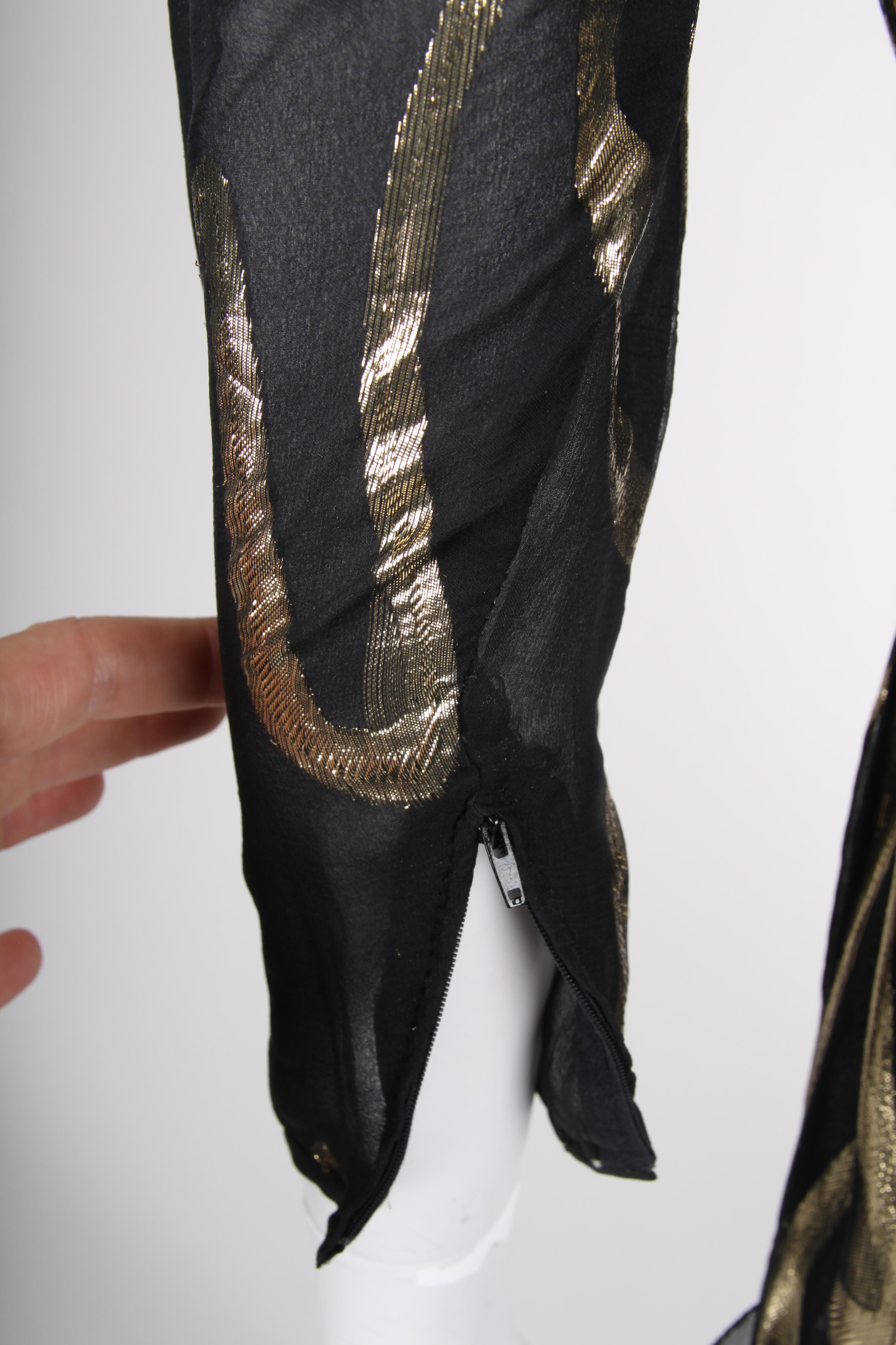 Valentino Black and Gold Vintage Silk Dress  In Fair Condition For Sale In Baarn, NL