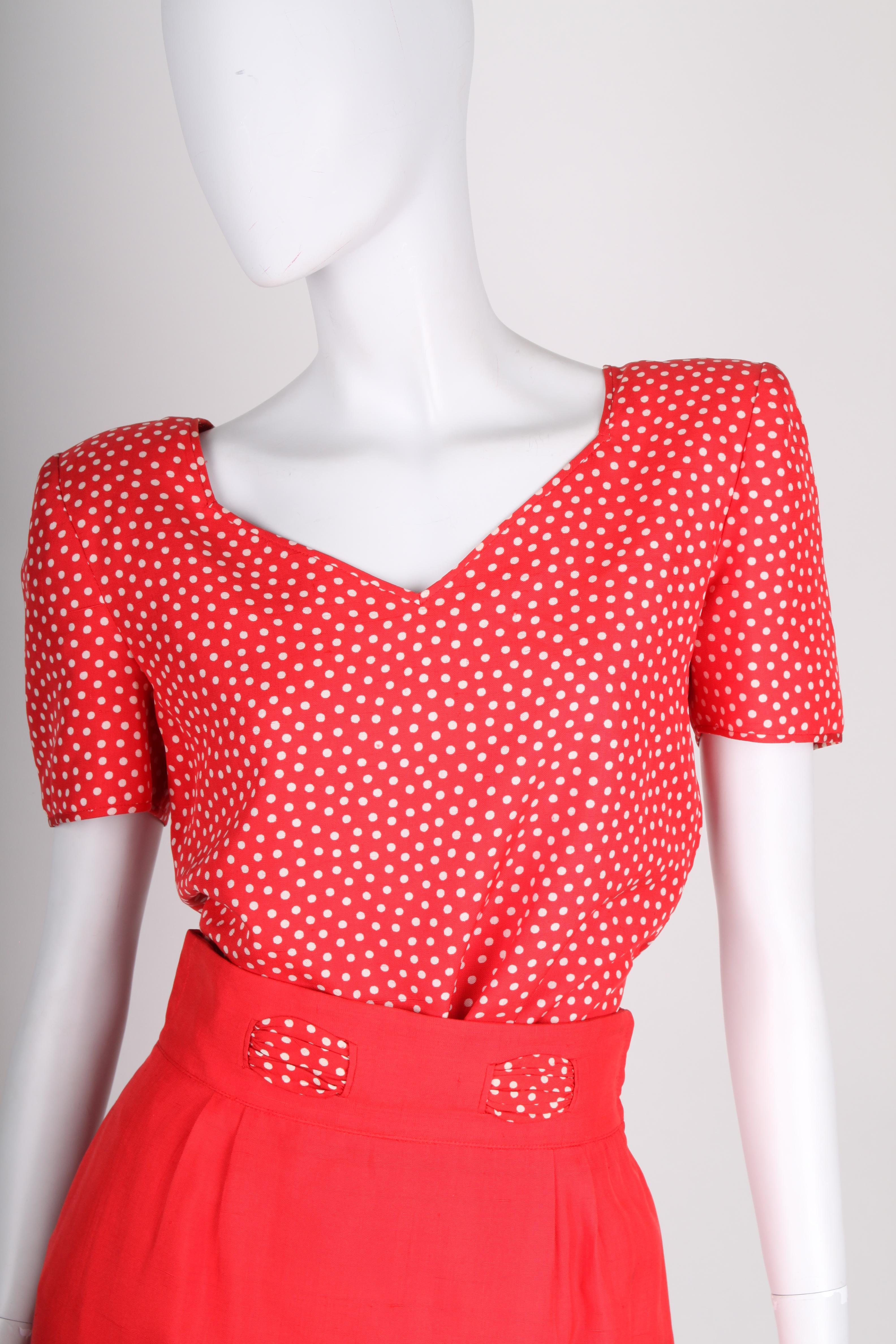Red Valentino NIGHT Vintage 2-pcs Suit Top & Skirt - red/white For Sale