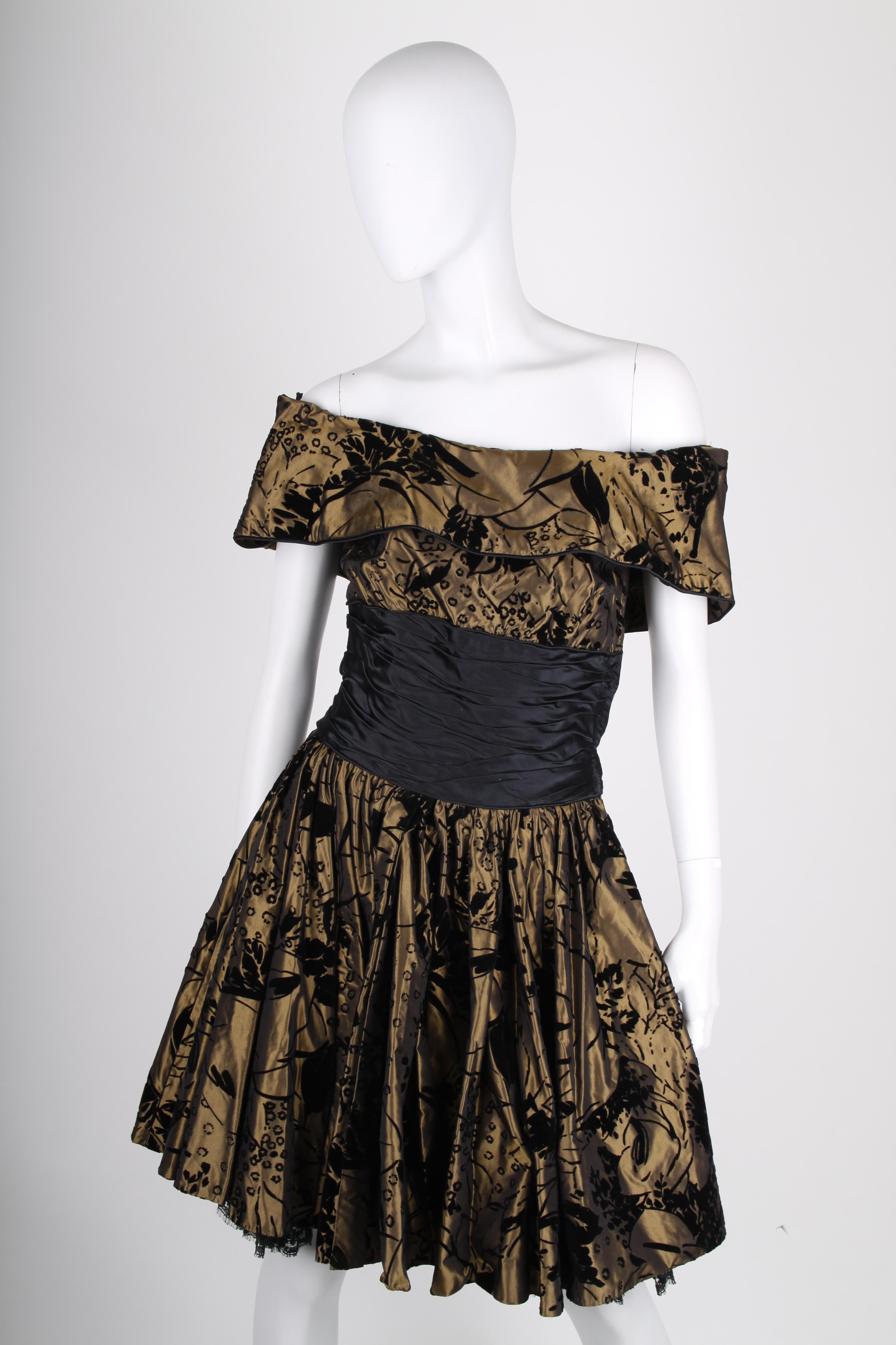 Frank Govers Vintage Dress - bronze/black In Good Condition For Sale In Baarn, NL