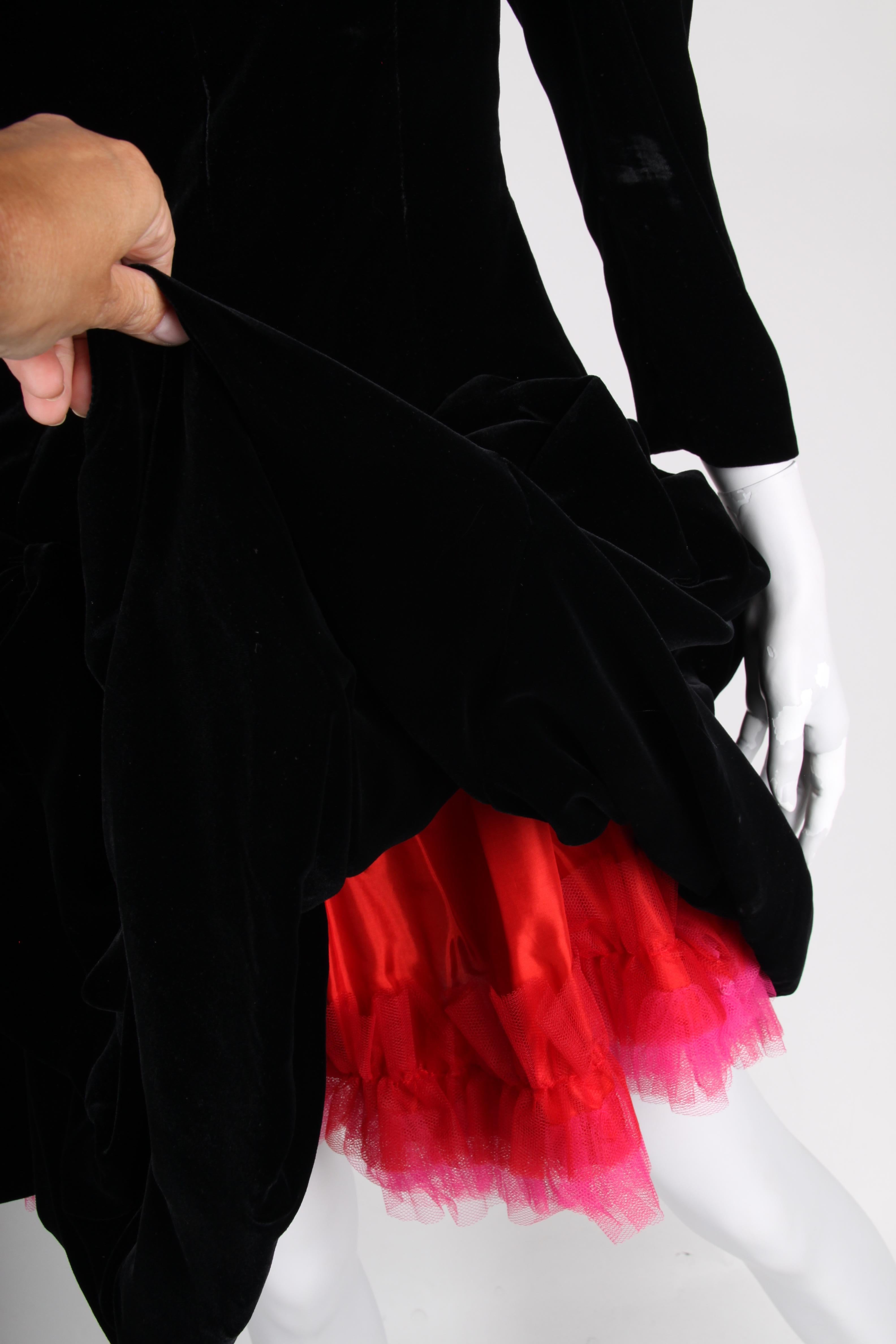 Women's Yves Saint Laurent Rive Gauche Vintage Velvet Dres - black