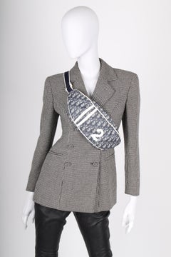 Vintage Dior Monogram Bum Bag Fanny Pack - dark blue/white