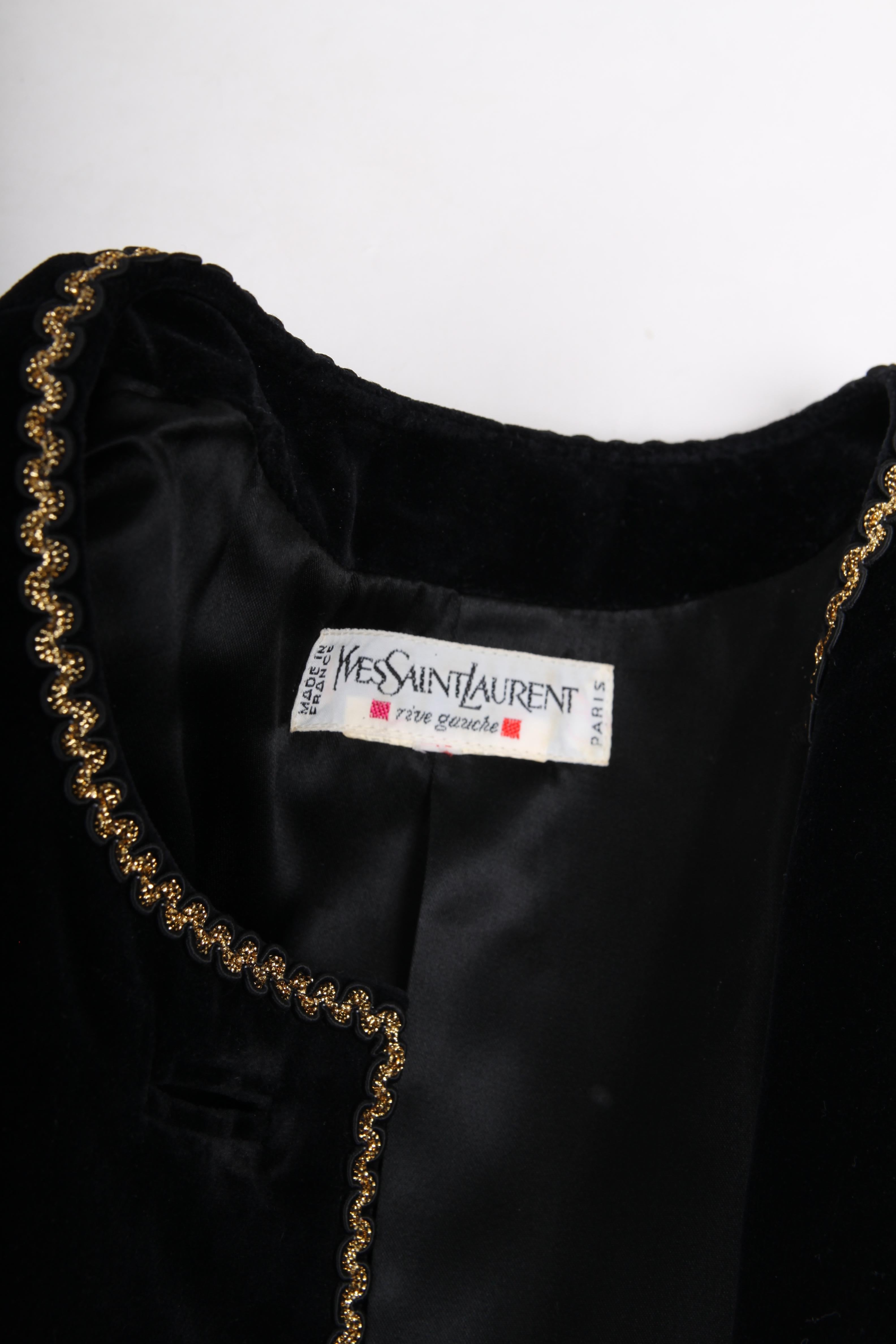 Yves Saint Laurent Rive Gauche Vintage Velvet Jacket - black For Sale 3