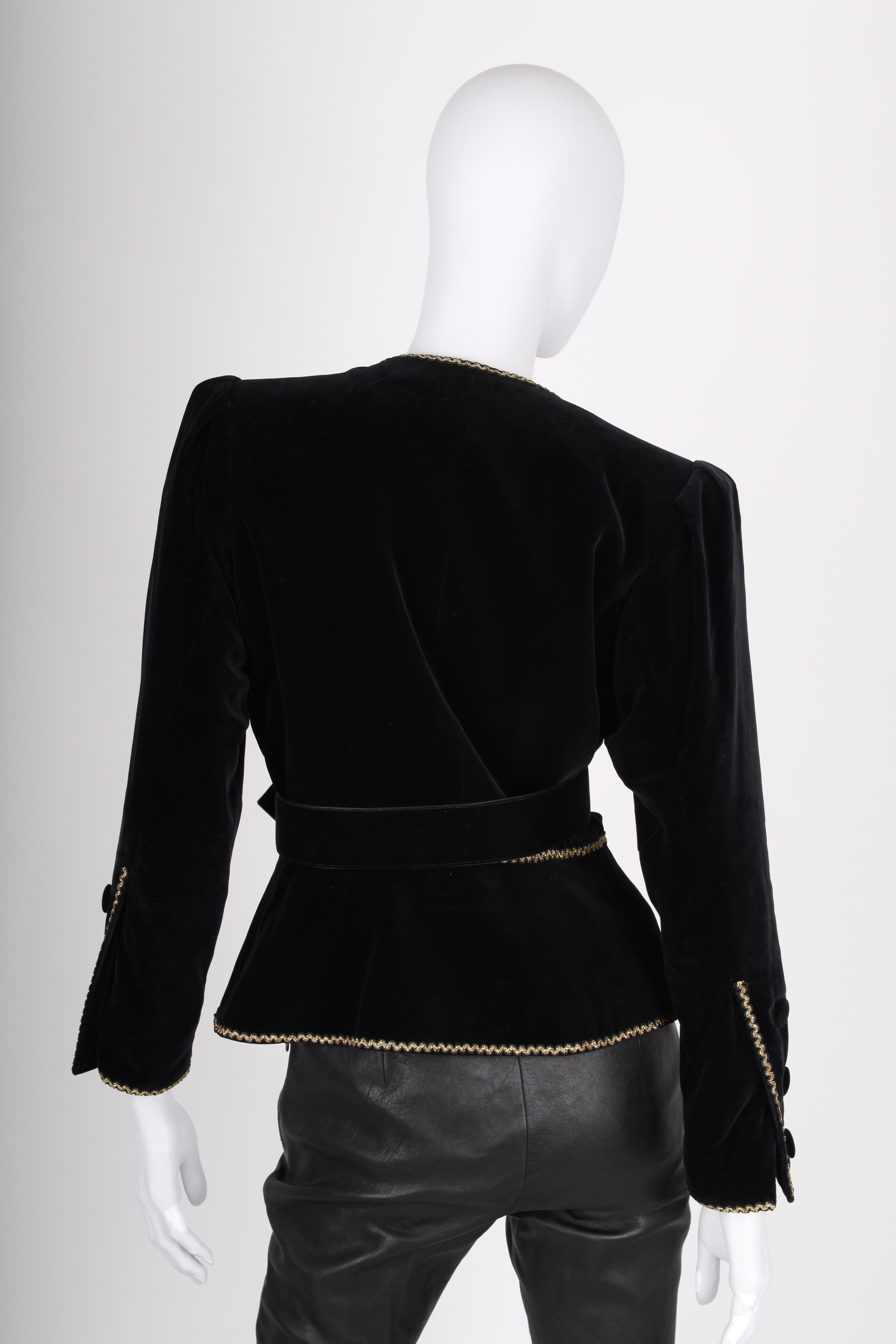 Black Yves Saint Laurent Rive Gauche Vintage Velvet Jacket - black For Sale