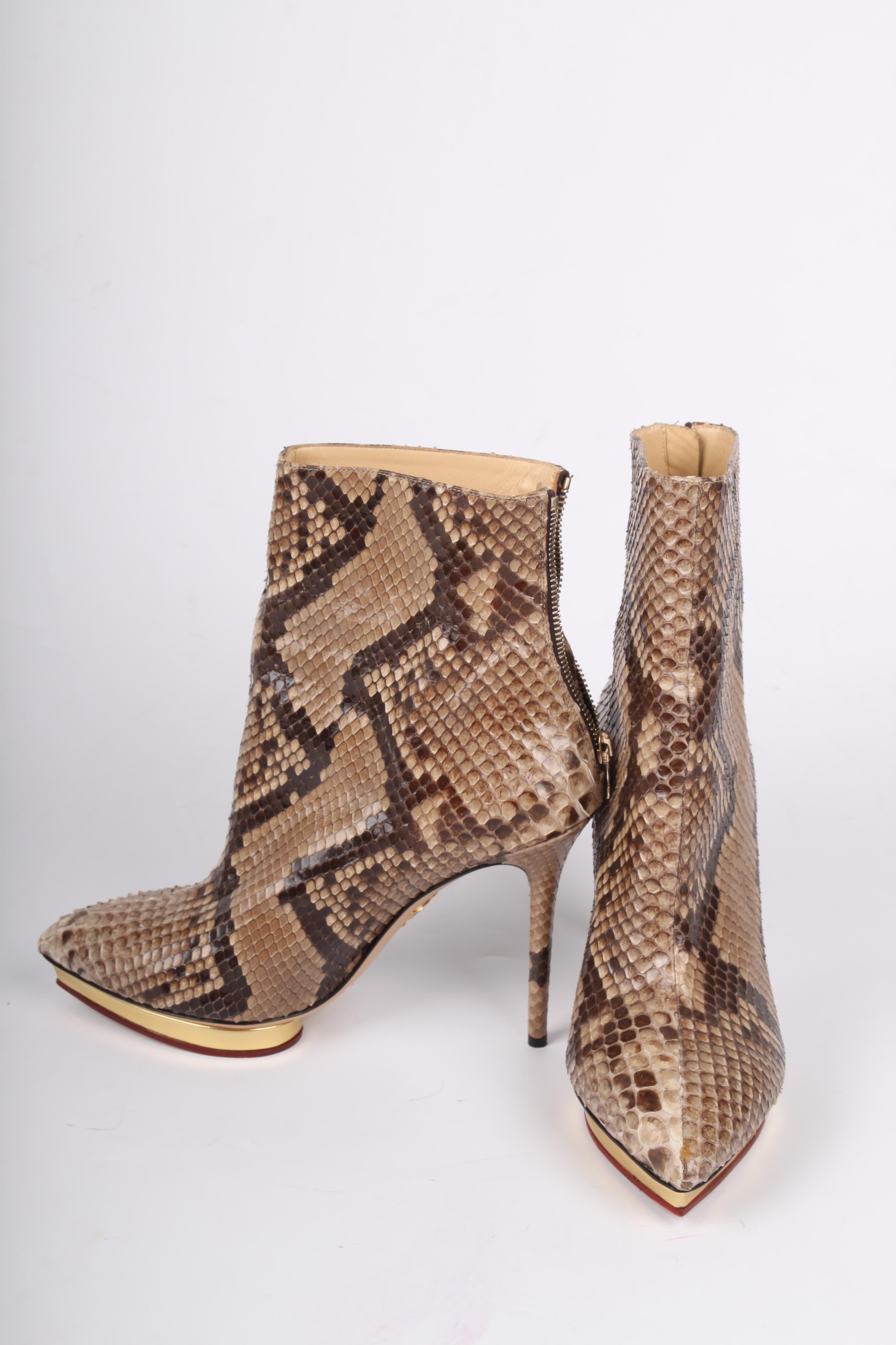 Charlotte Olympia Deborah beige and brown Python Ankle Boots For Sale ...