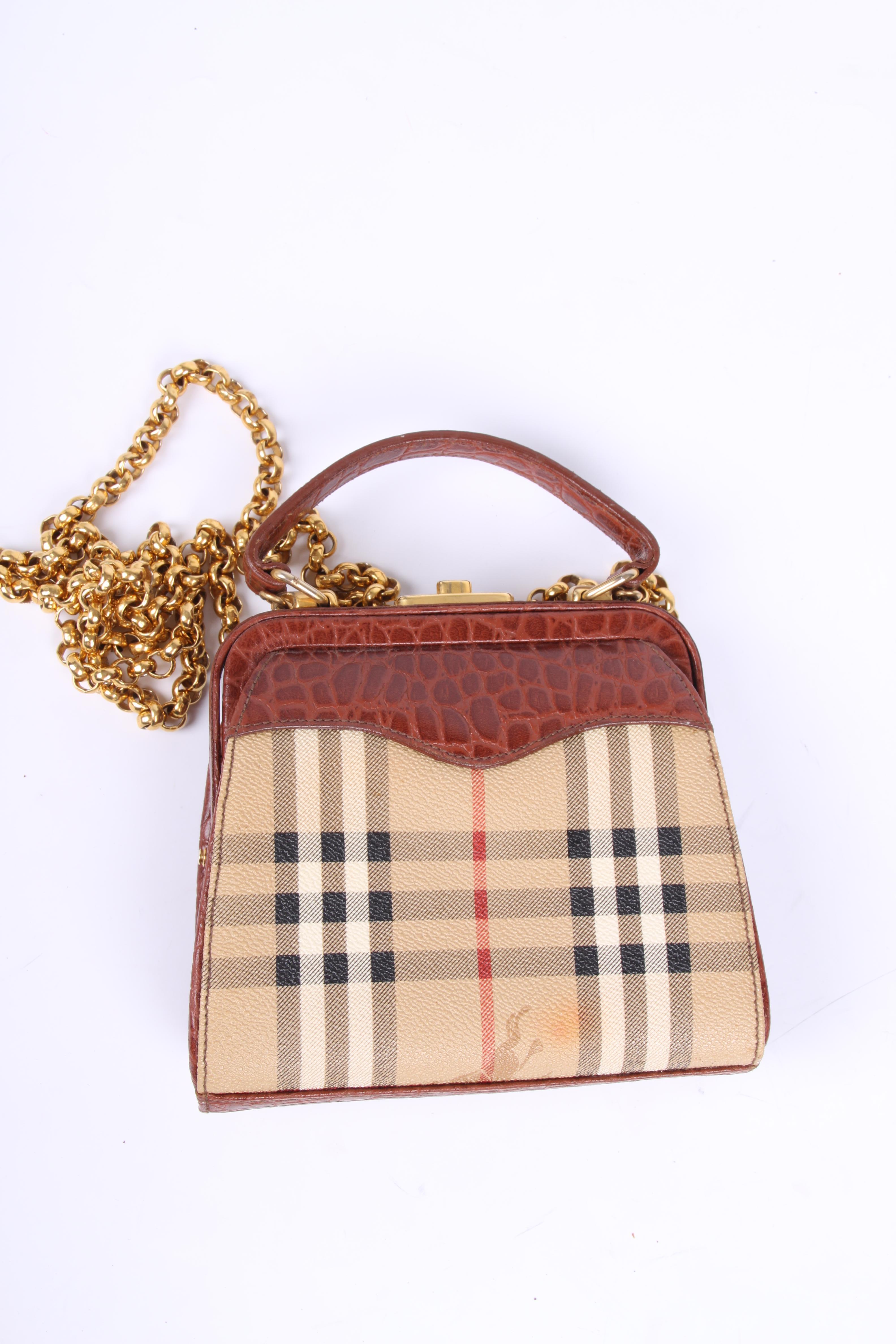 Burberry Vintage Canvas & Leather Shoulder/Crossbody Bag - brown In Fair Condition For Sale In Baarn, NL