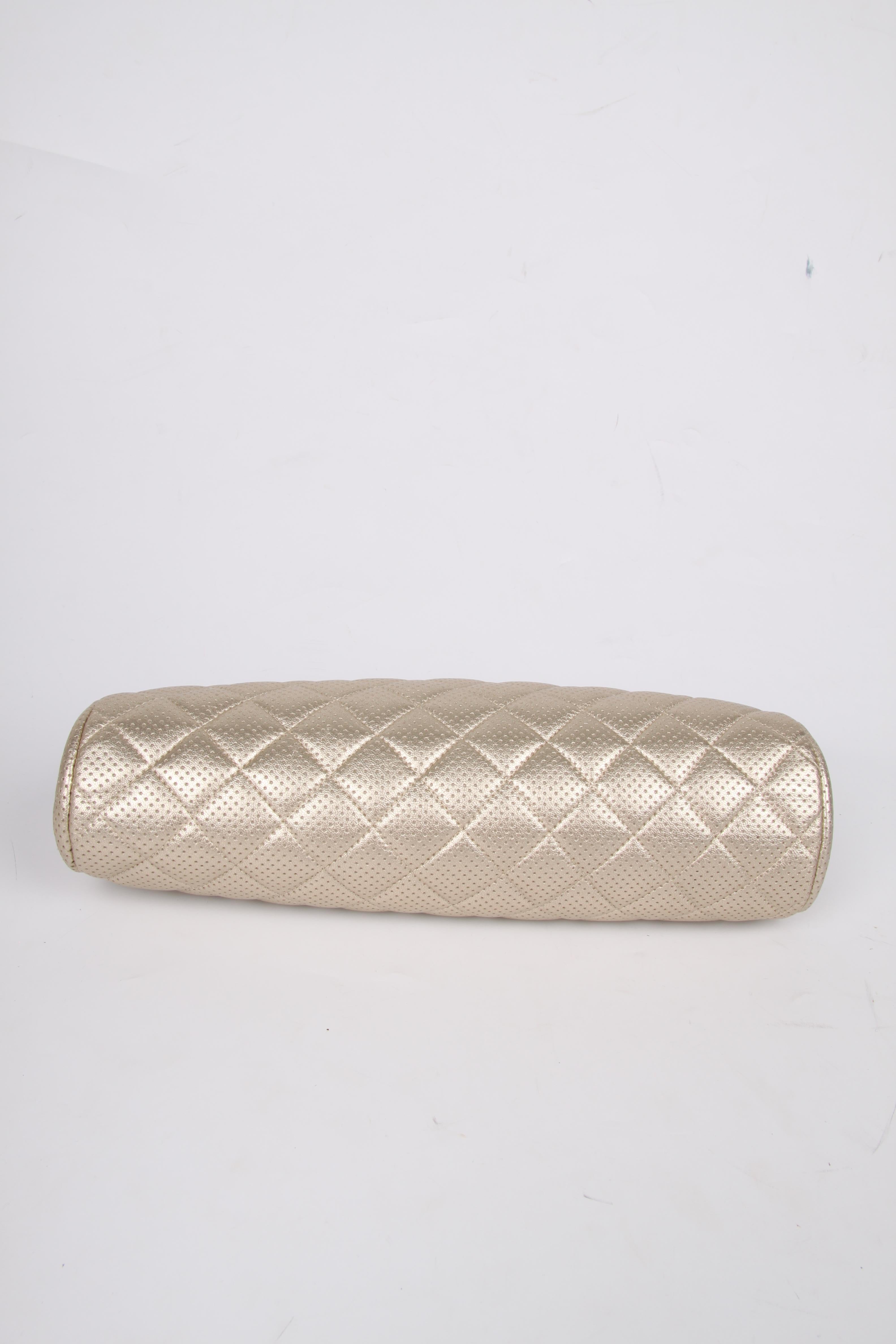 Gold Chanel Quilted and Perforated Leather Timeless Classic Clutch - gold