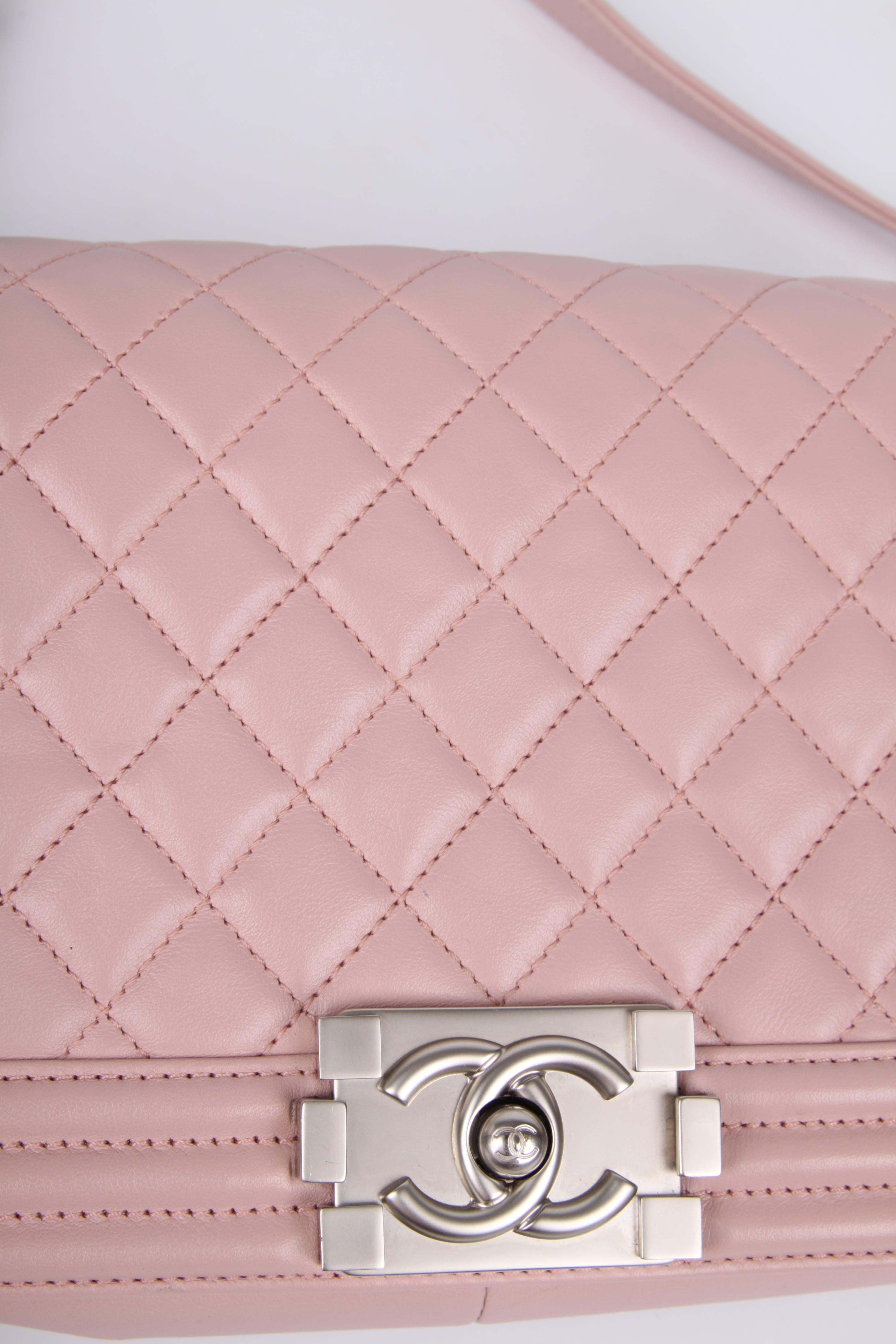 Beige Chanel Le Boy Bag Medium - dusty pale pink For Sale