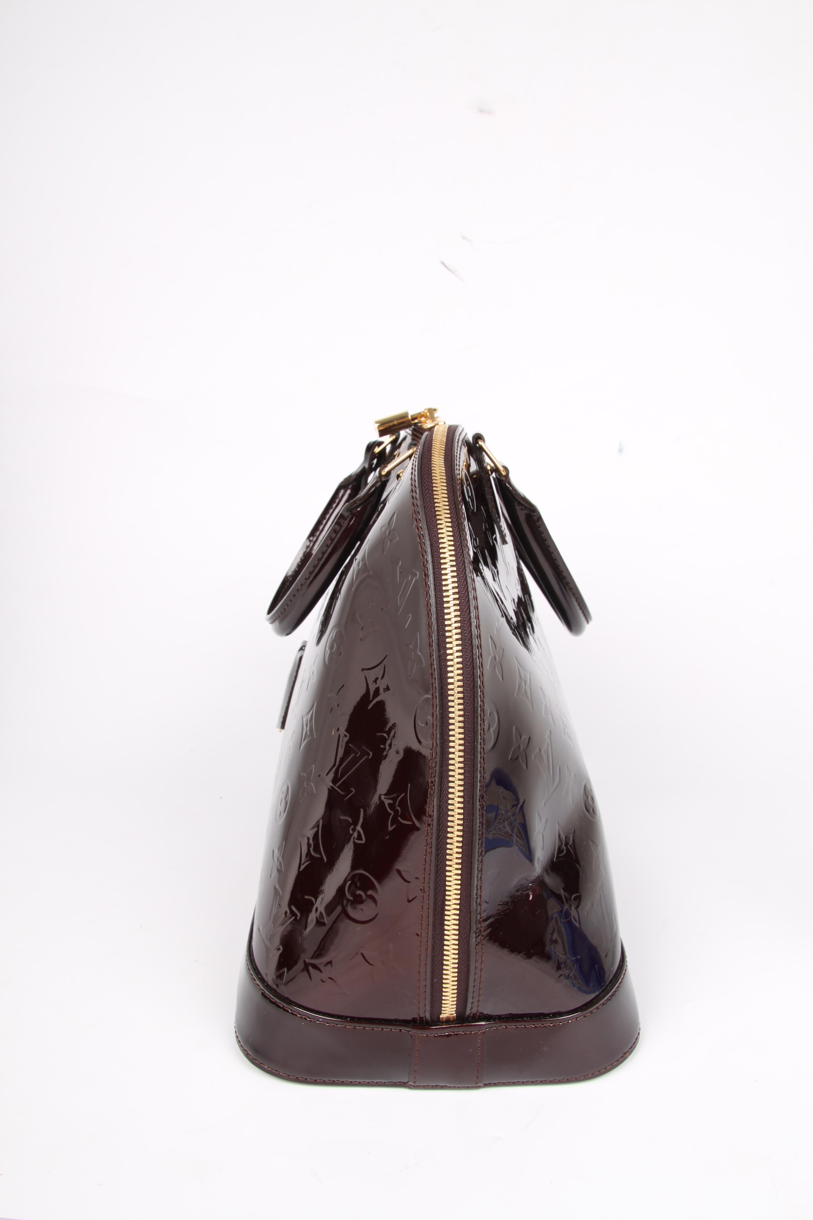 Women's Louis Vuitton Alma GM Tote Bag - burgundy patent leather
