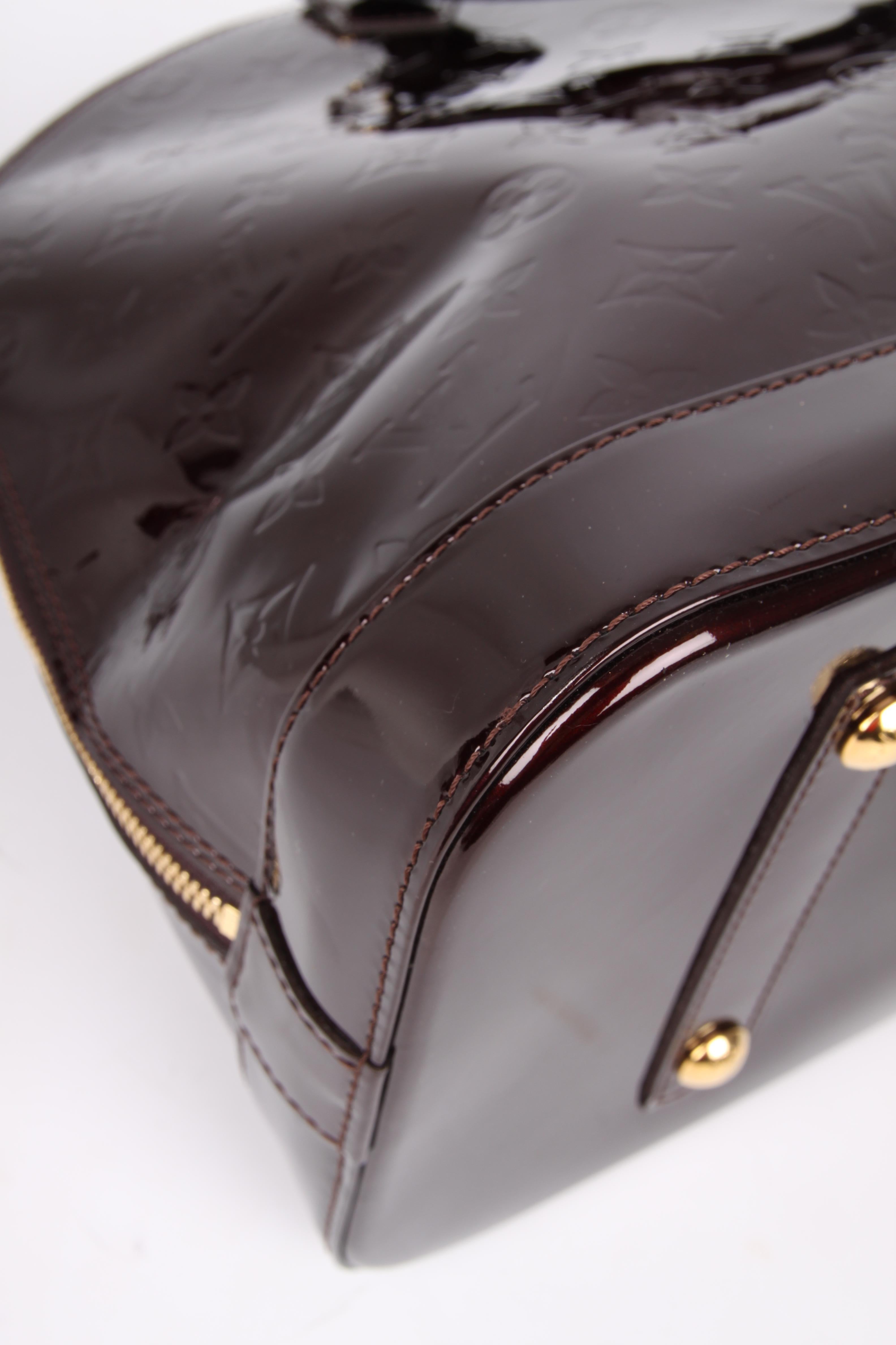 Black Louis Vuitton Alma GM Tote Bag - burgundy patent leather