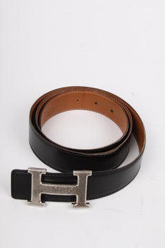 Hermes Reversible 'H' Belt - black/brown
