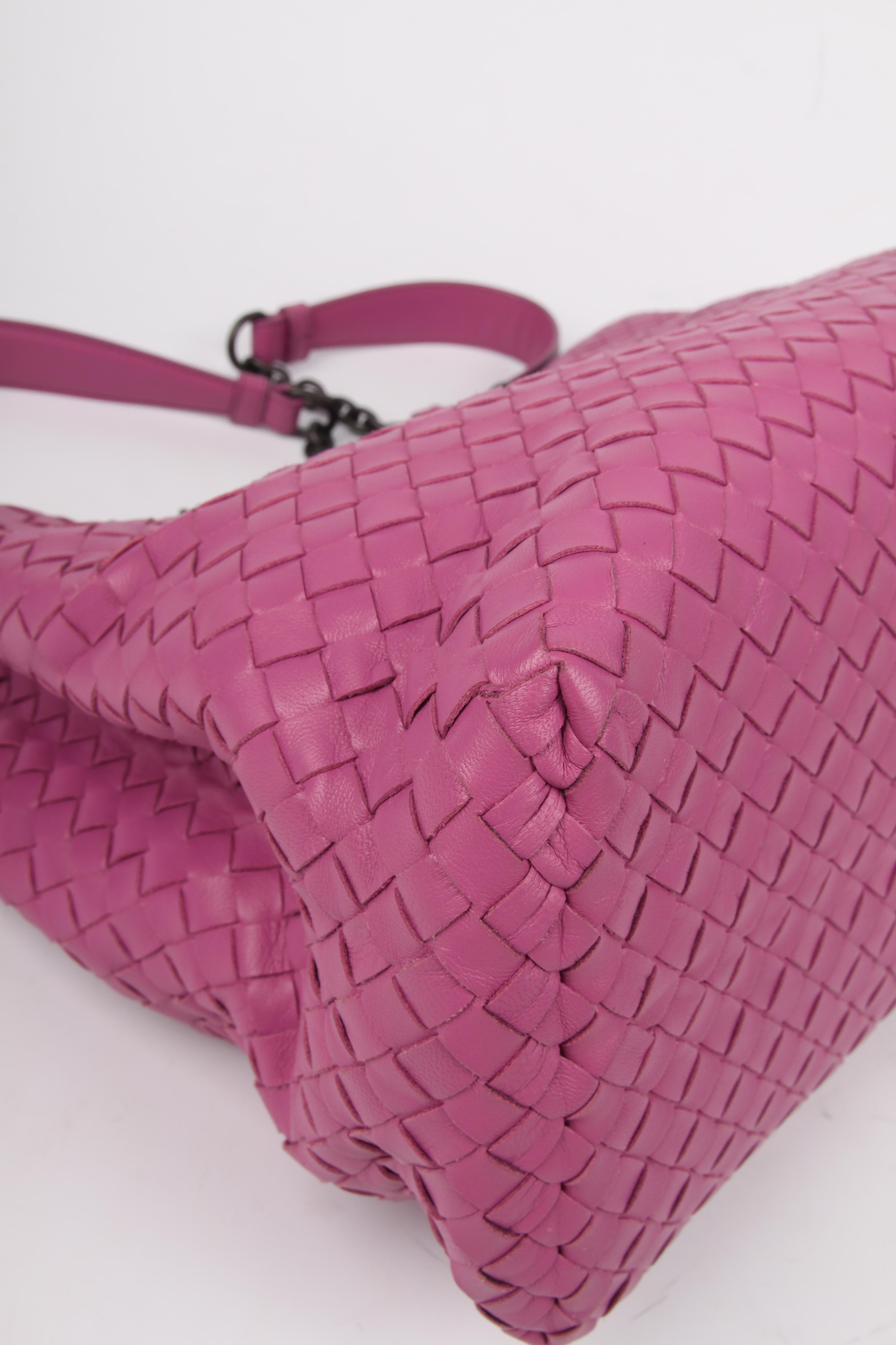 Bottega Veneta Intrecciato Double Chain Shoulder Bag - purple 5