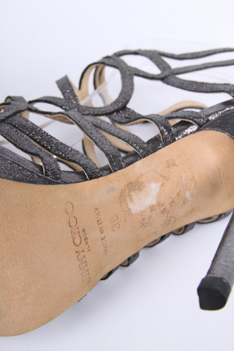 Jimmy Choo Strappy Heels blackish silver For Sale at 1stDibs silver