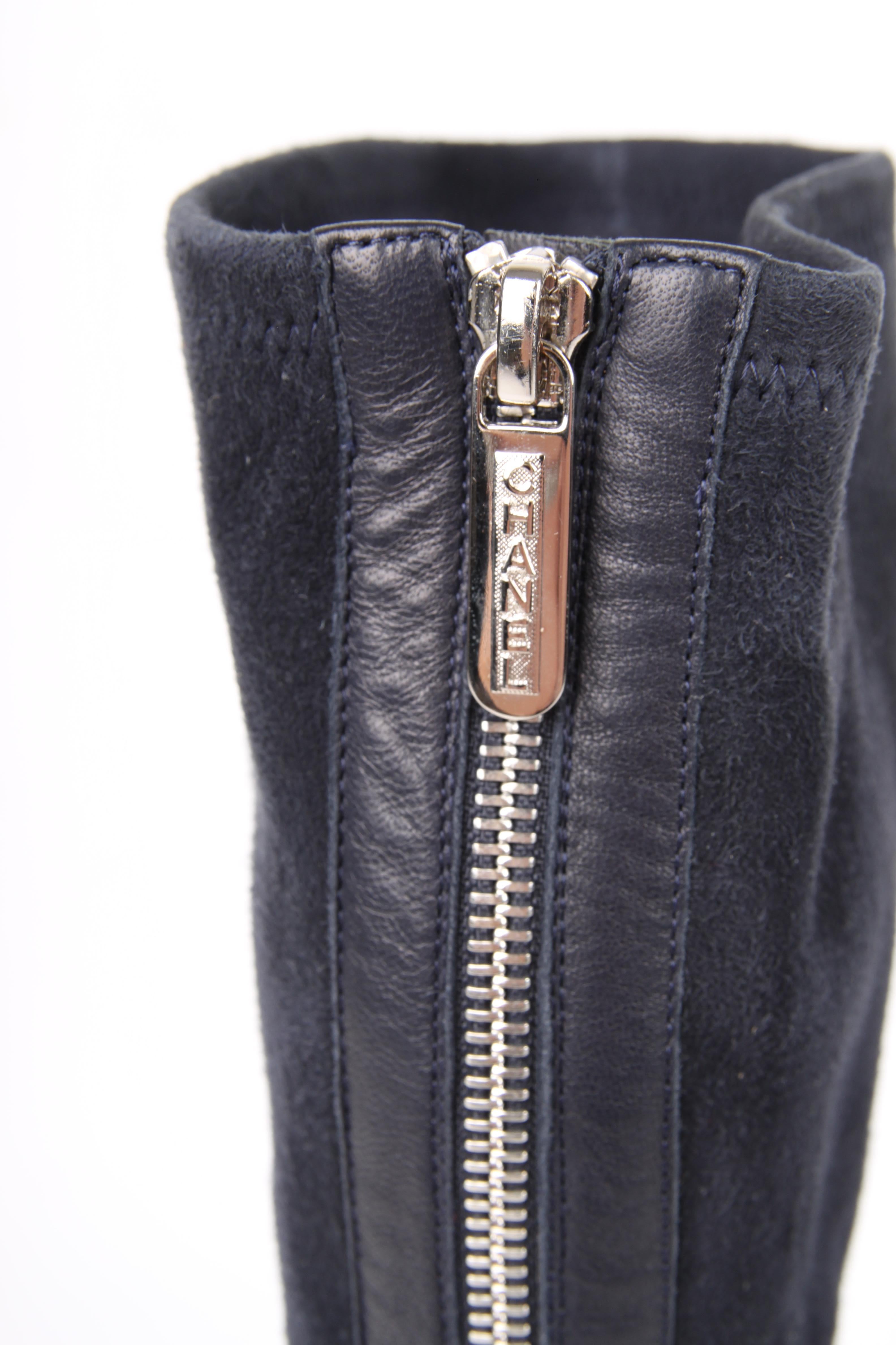 Black Chanel Knee High Boots - dark blue