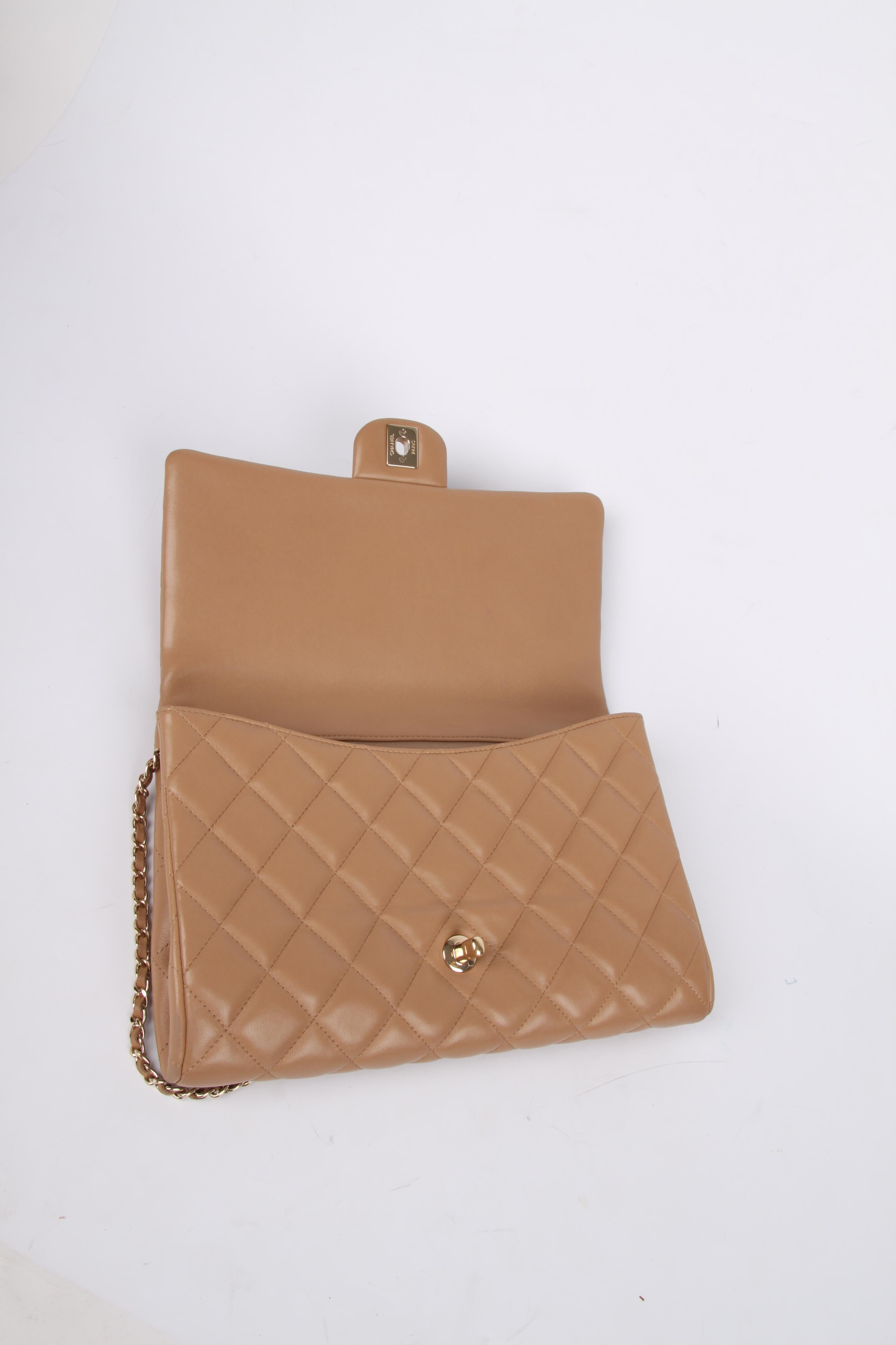 Women's or Men's Chanel Quilted Clutch with Chain - beige