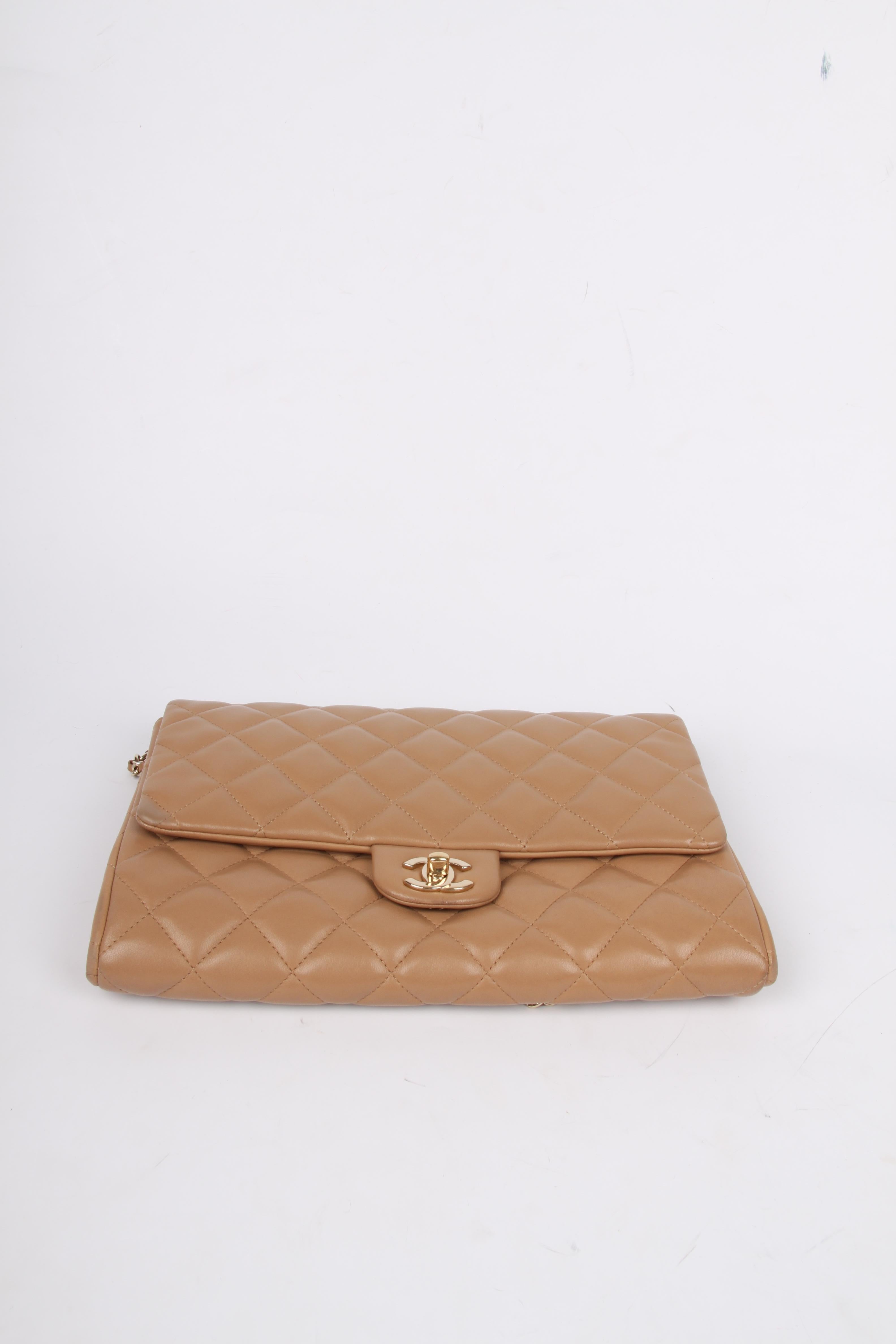 Chanel Quilted Clutch with Chain - beige 1